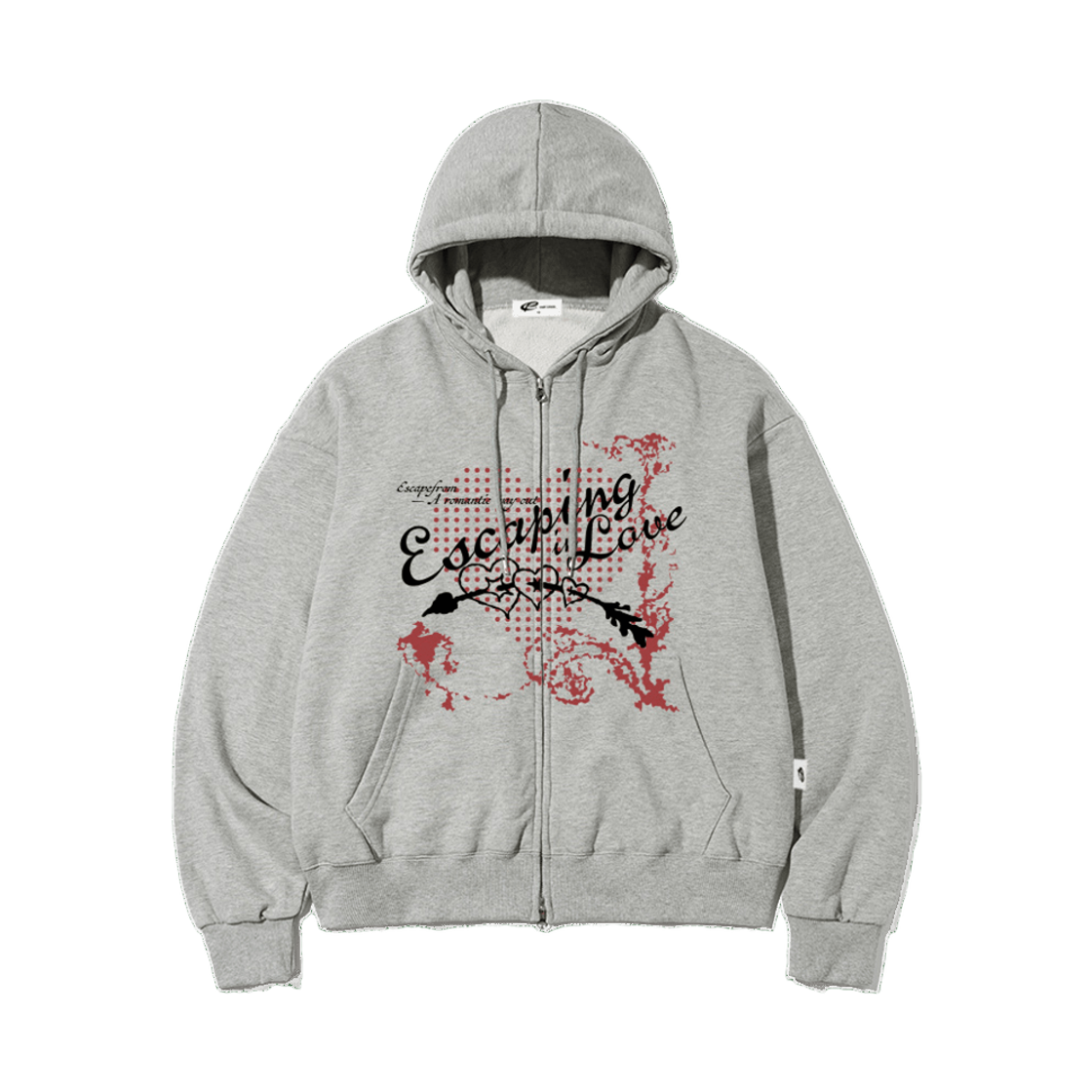 이스케이프프롬 이스케이핑 인 러브 프린트 투웨이 후드집업 그레이(Escapefrom Escaping in Love Print Two-Way Zip Hoodie)