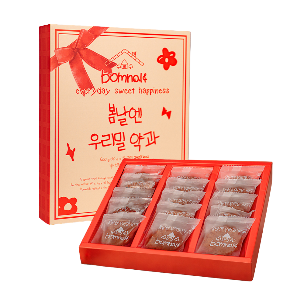 봄날엔 우리밀 약과 선물 패키지 (40g x 15ea)(Bomnal& Woorimil Yakgwa Gift Package (40g x 15ea))