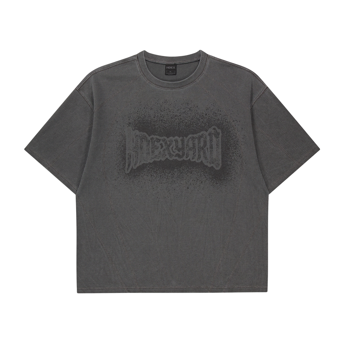 H3AM1MLTS110CH HDEX Pigment Cutline Waffle Short Sleeve Charcoal