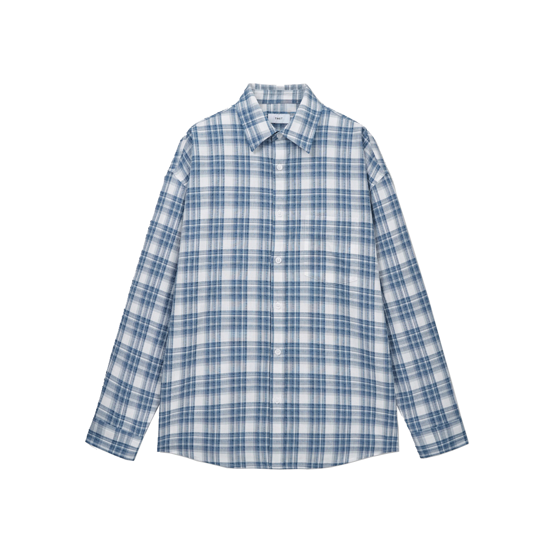 TNSH6E107B2 TNGT Vintage Seersucker Check Shirt Blue