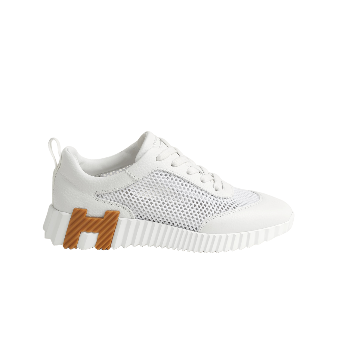 H251121Z90 (W) Hermes Bouncing Sneakers Crochet Knit Calfskin & Blanc