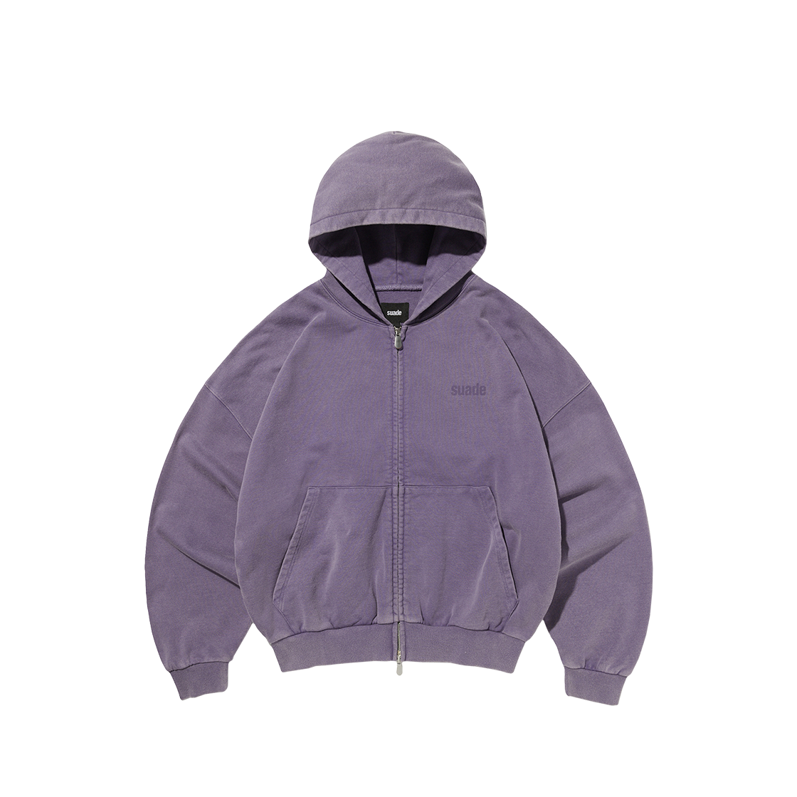 스웨이드 크롭 워시드 후드 집업 퍼플(Suade Cropped Washed Hood Zip Up Purple)