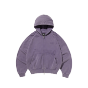 Suade Cropped Washed Hood Zip Up Purple