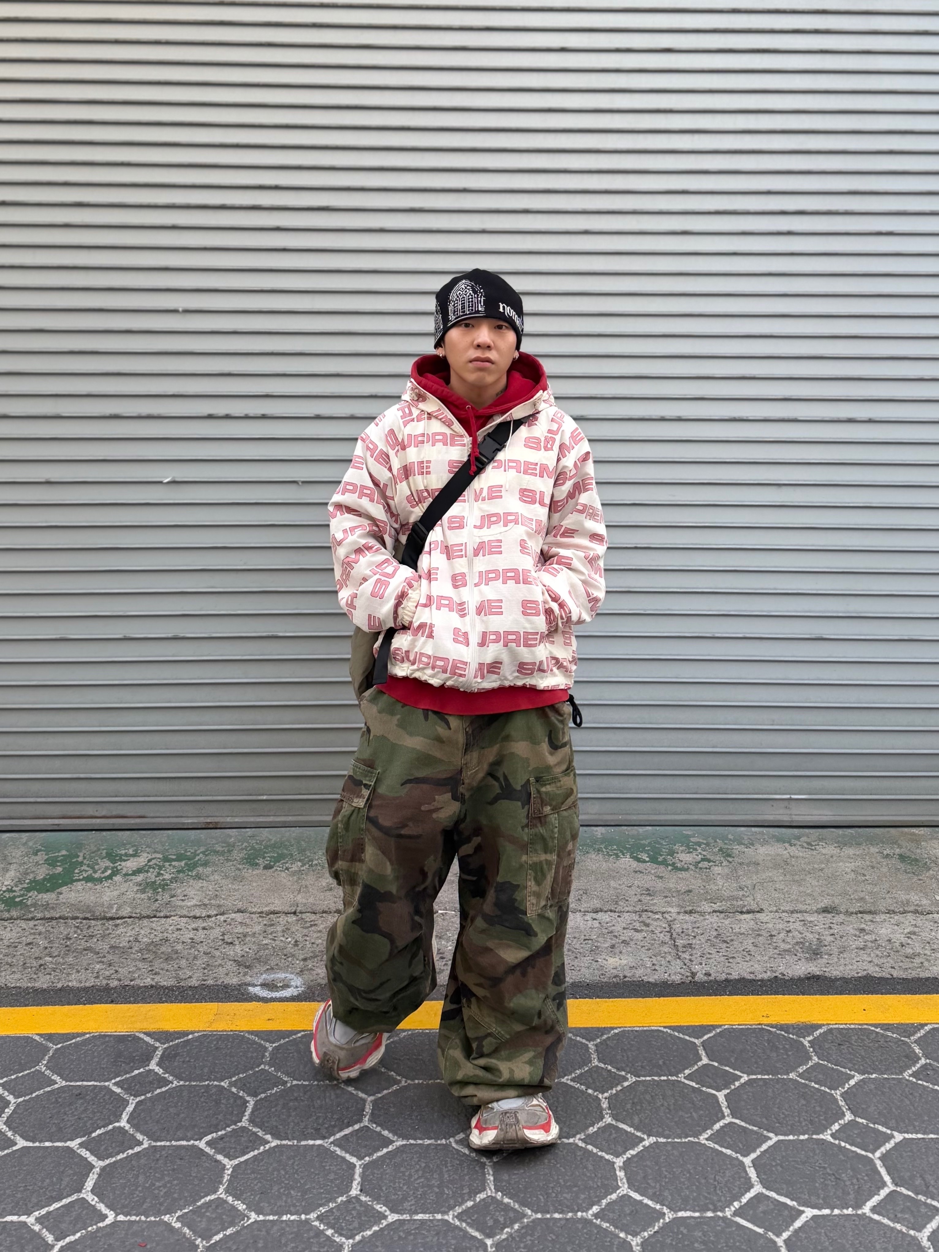 Supreme Team 94 Hooded Sweatshirt Red - 25SS, NOD Stone Washed Cargo Pants Camo 착용 스타일 - 5