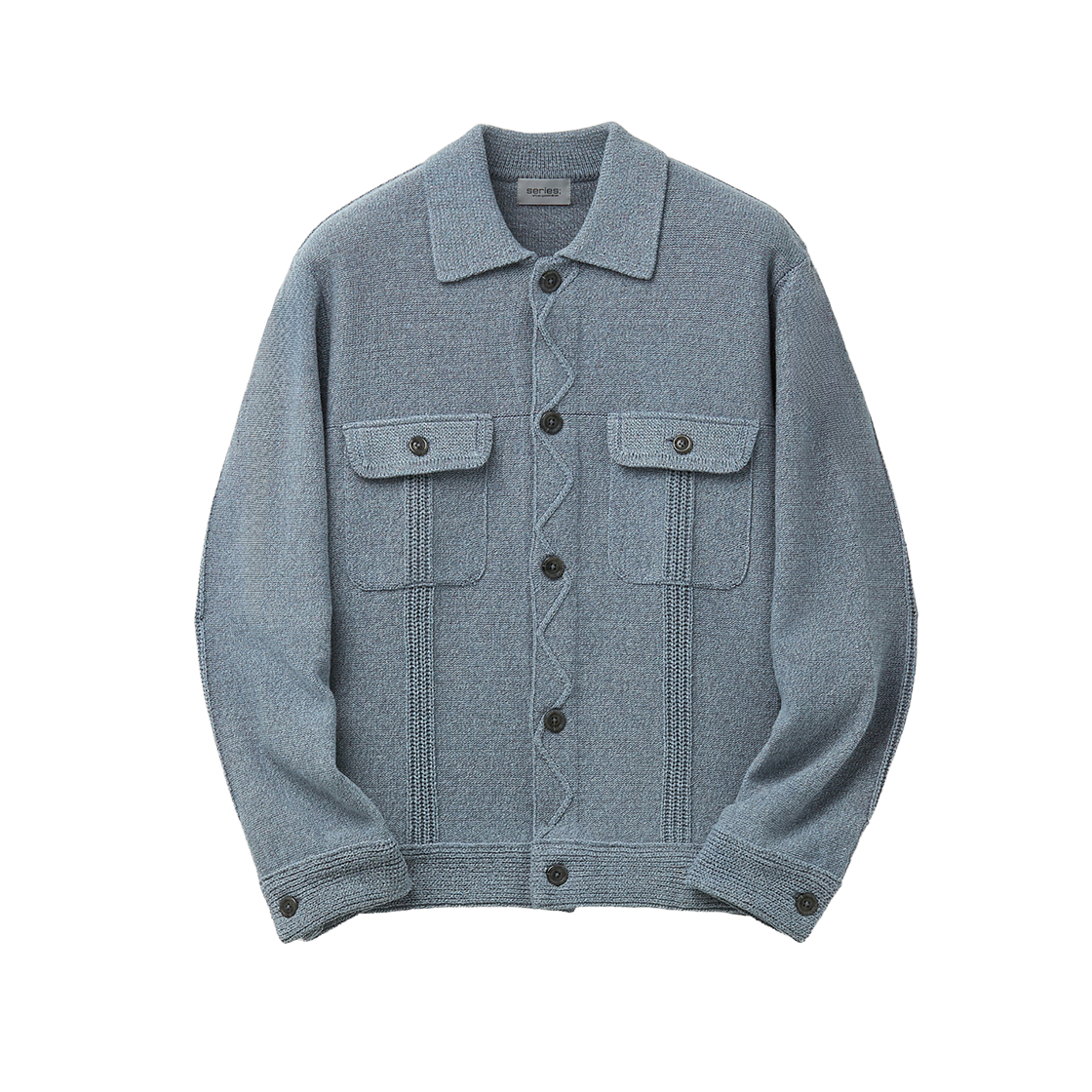 SAWAS26031BUL SERIES Knit Trucker Jacket Light Blue