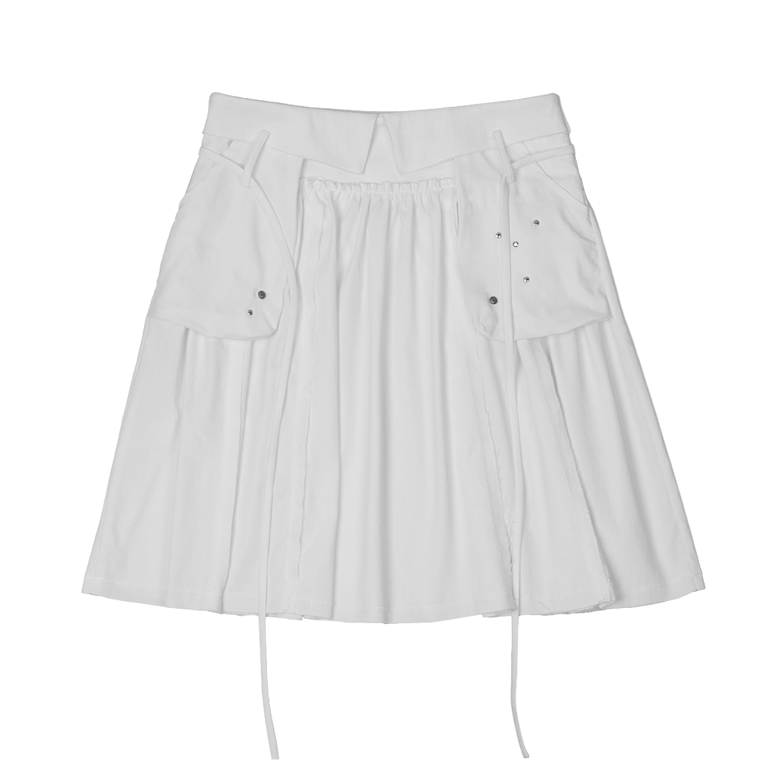 러프넥 아웃 포켓 플리츠 스커트 화이트(Roughneck Out Pocket Pleated Skirt White)