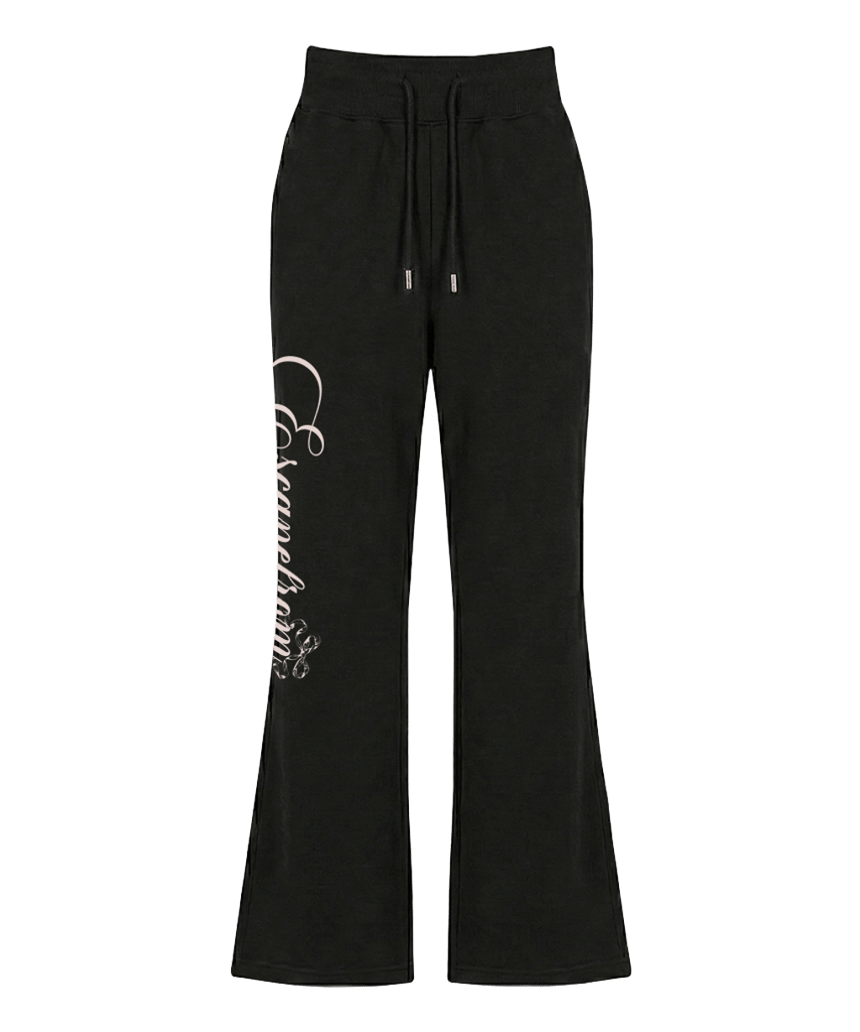 이스케이프프롬 캘리 레터링 프린트 부츠컷 스웻팬츠 블랙(Escapefrom Cali Lettering Print Bootcut Sweatpants)
