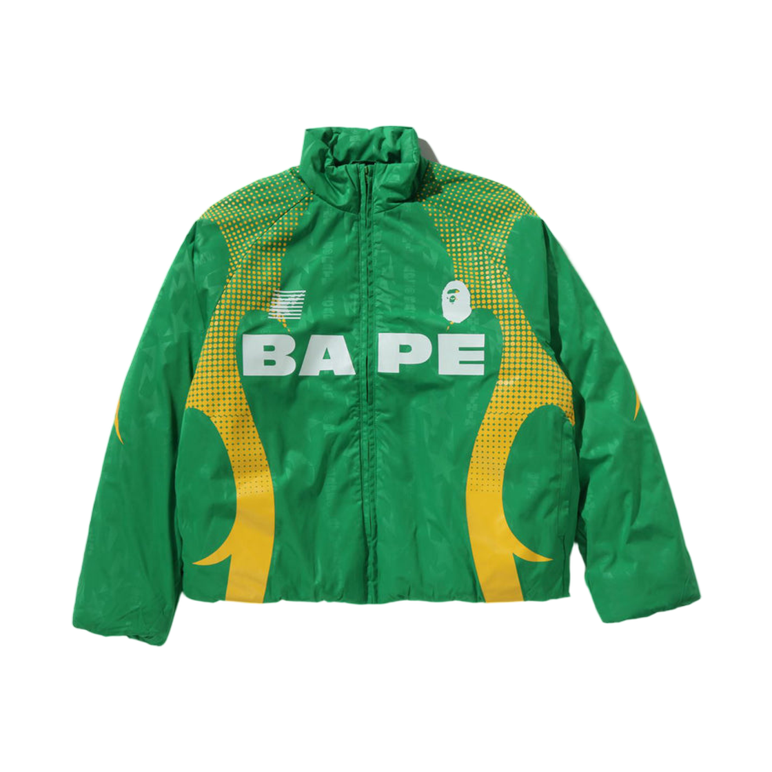- BAPE Aba Frame Monogram Jacquard Multi Logo Padded Jacket Green