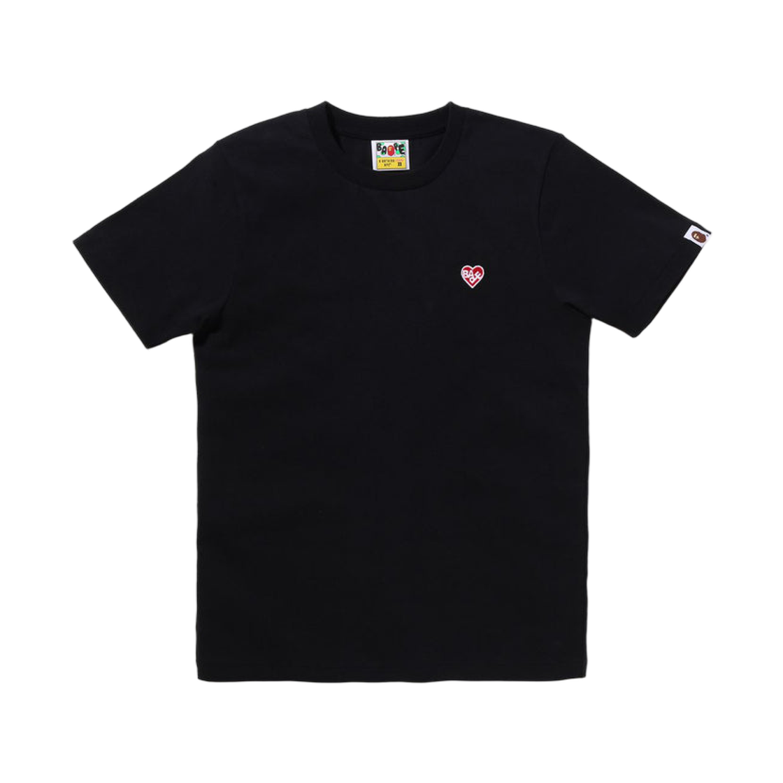 (W) 베이프 하트 원 포인트 티셔츠 블랙((W) BAPE Heart One Point T-Shirt Black)