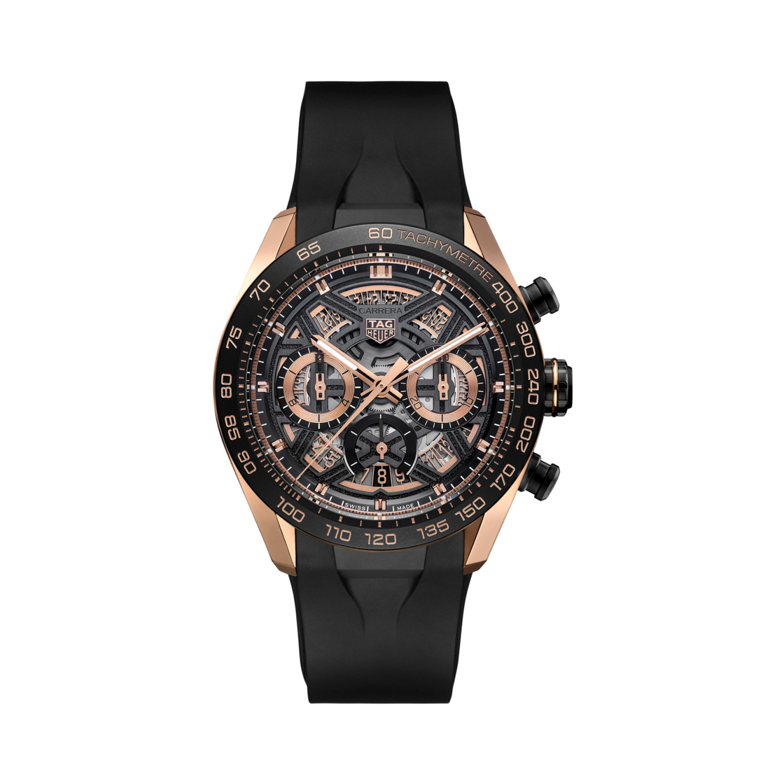 태그 호이어 까레라 크로노그래프 익스트림 스포츠 오토매틱 44mm 러버 블랙 골드 5N(TAG Heuer Carrera Chronograph Extreme Sport Automatic 44mm Rubber Black Gold 5N) - 1
