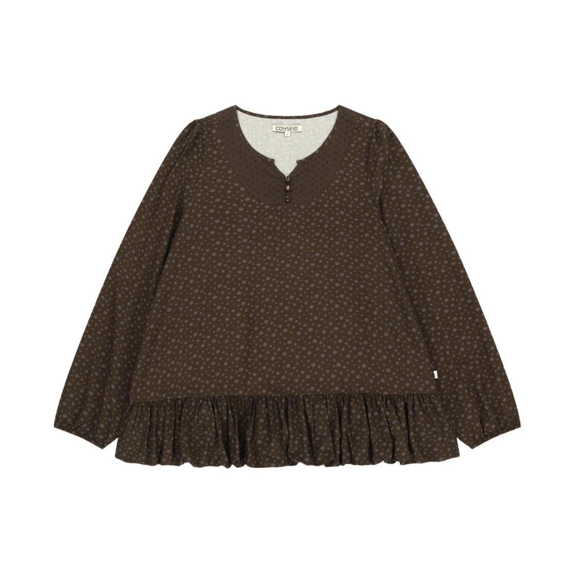코이세이오 두두 퍼프 블라우스 브라운