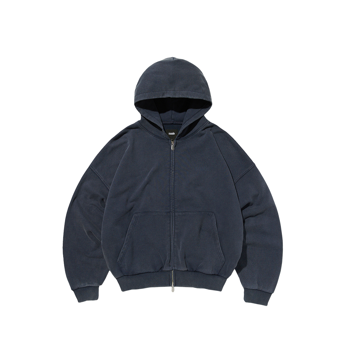 스웨이드 크롭 워시드 후드 집업 워싱 네이비(Suade Cropped Washed Hood Zip Up Washing Navy)
