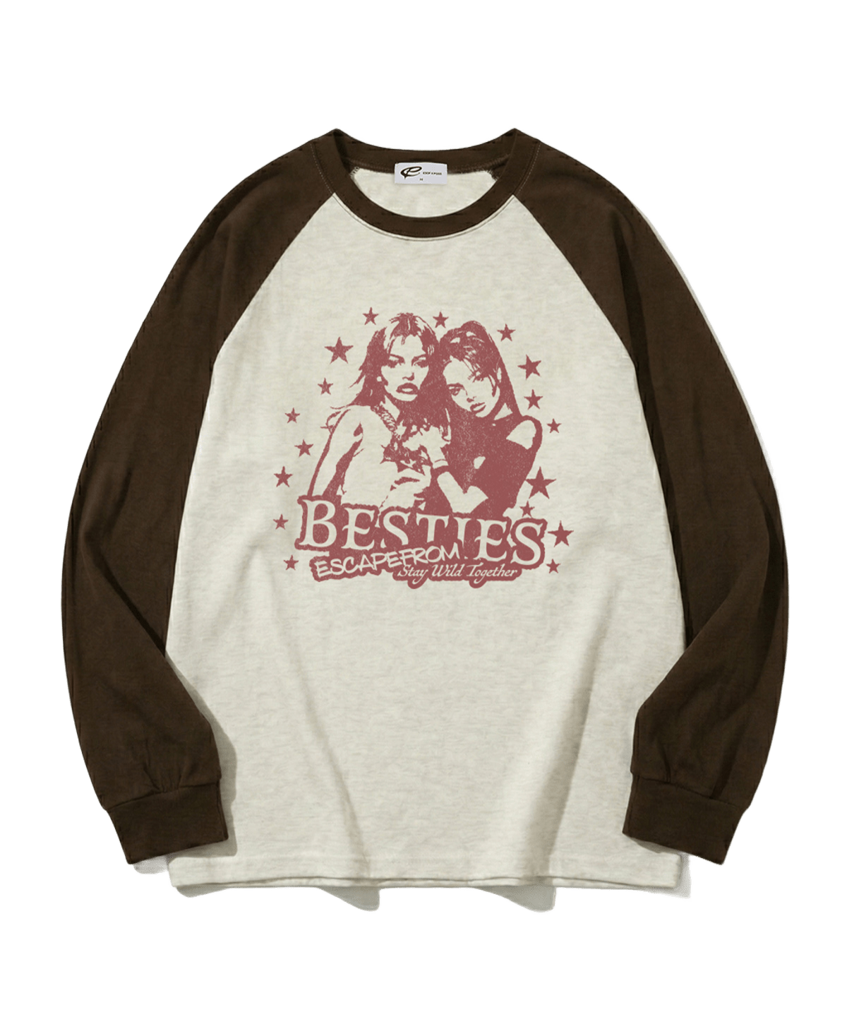 E261LS033BW Escapefrom Bestie ESCF Print Long Sleeve