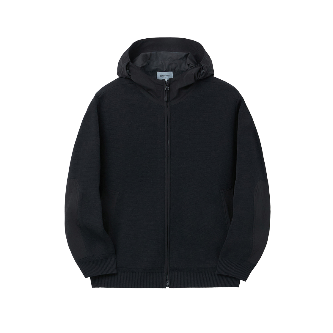 시리즈 하이브리드 집업 후드 가디건 블랙(SERIES Hybrid Zip-Up Hooded Cardigan Black)