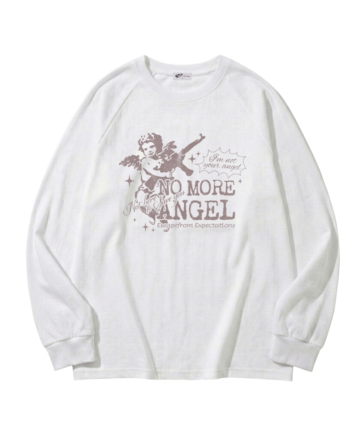 E261LS027WH Escapefrom No More Angel Print Long Sleeve