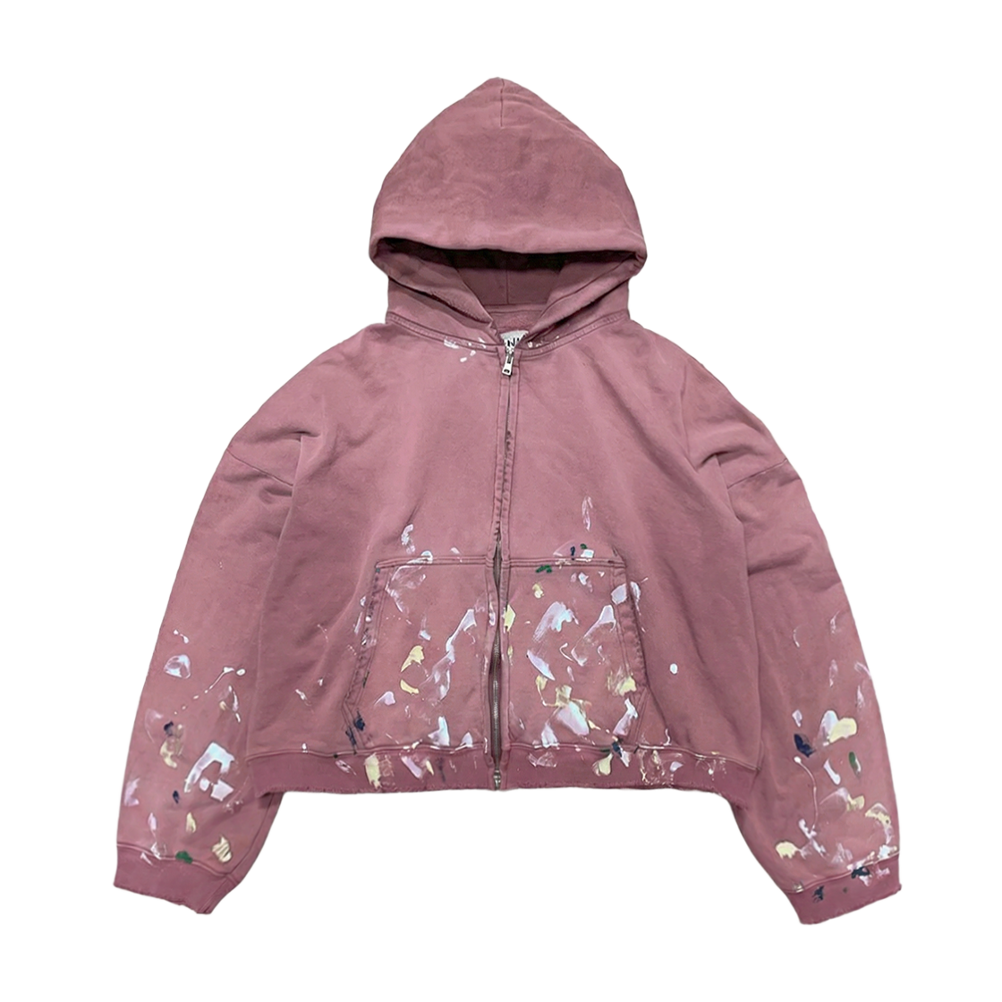 홈리스 페인트 스플레터 빈티지 집업 후디 워시드 핑크(Hommless Paint Splatter VTG Zip Hoodie Washed Pink)