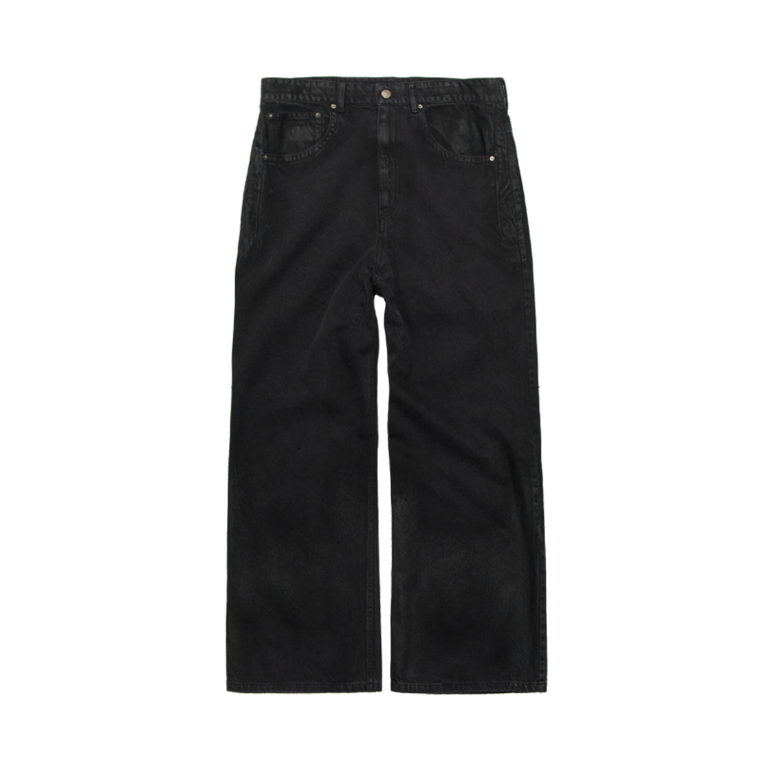 PL6PDN5061B7 Polyteru Loosed Coated Jeans Coated Black