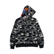 BAPE Screen Camo Shark Full Zip Hoodie Black