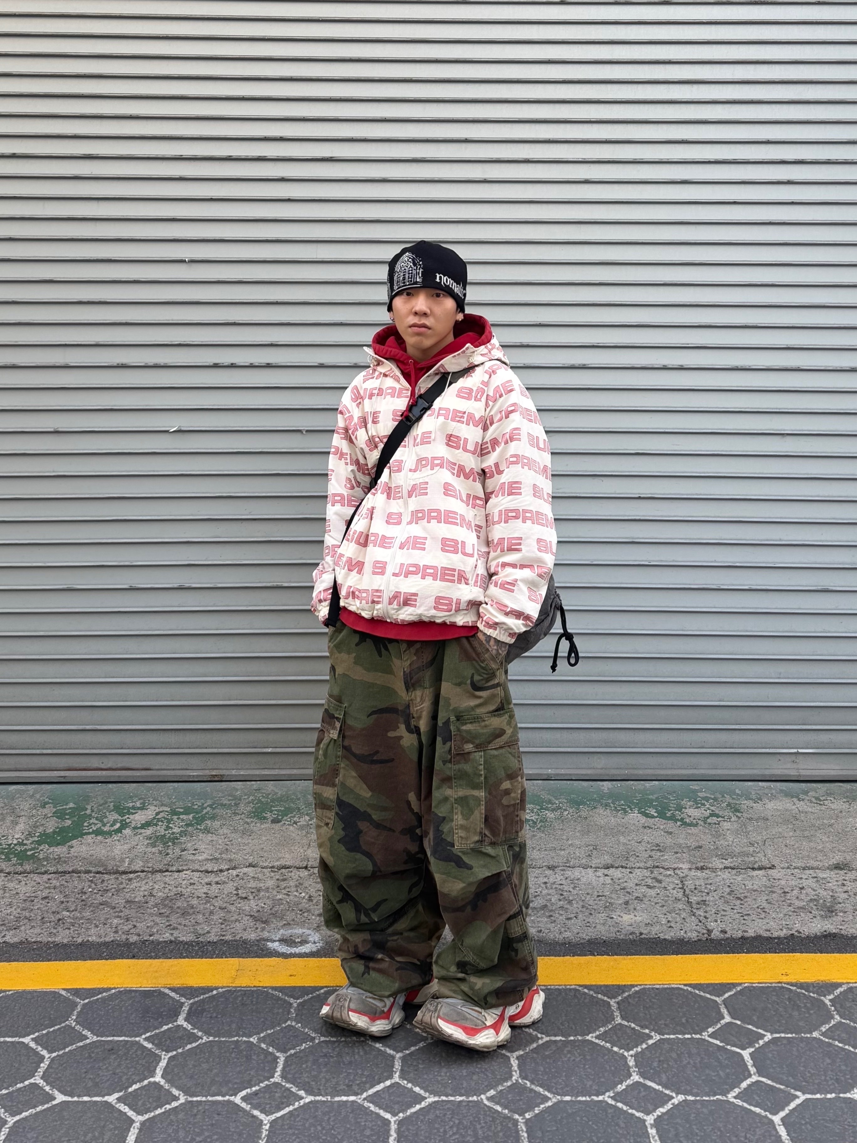 Supreme Team 94 Hooded Sweatshirt Red - 25SS, NOD Stone Washed Cargo Pants Camo 착용 스타일 - 2