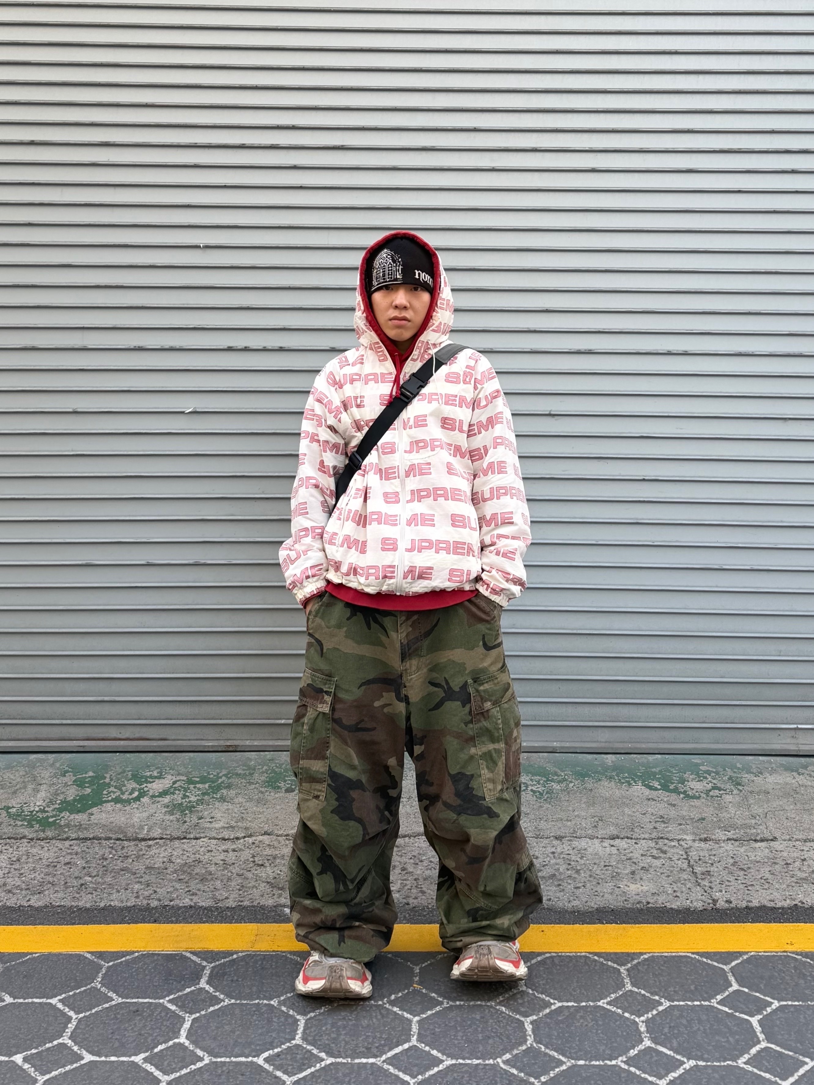 Supreme Team 94 Hooded Sweatshirt Red - 25SS, NOD Stone Washed Cargo Pants Camo 착용 스타일 - 3