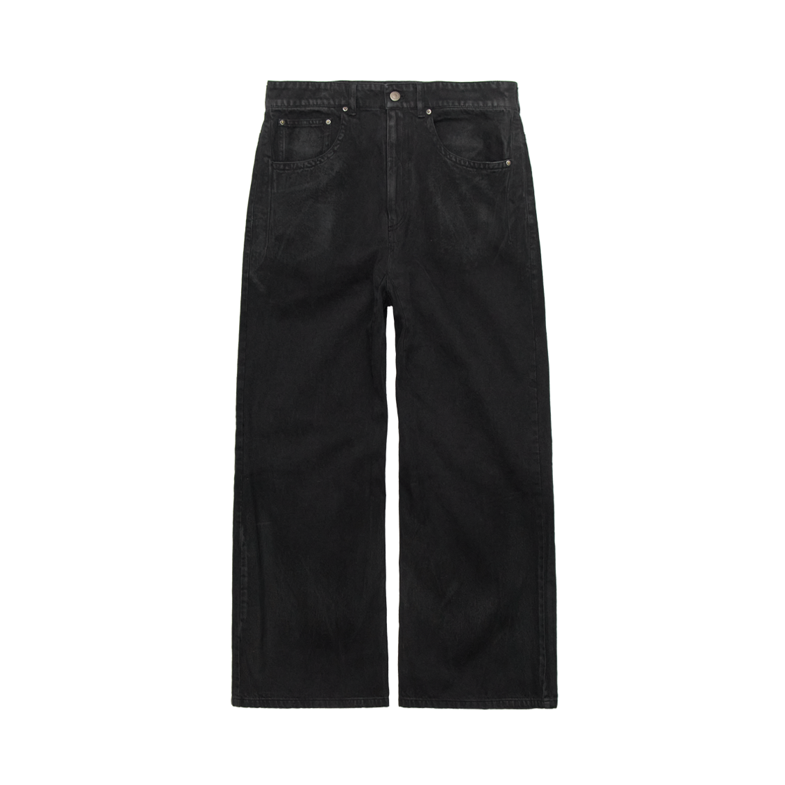 PL6PDN5061B9 Polyteru Loosed Coated Jeans Soft Coated Black