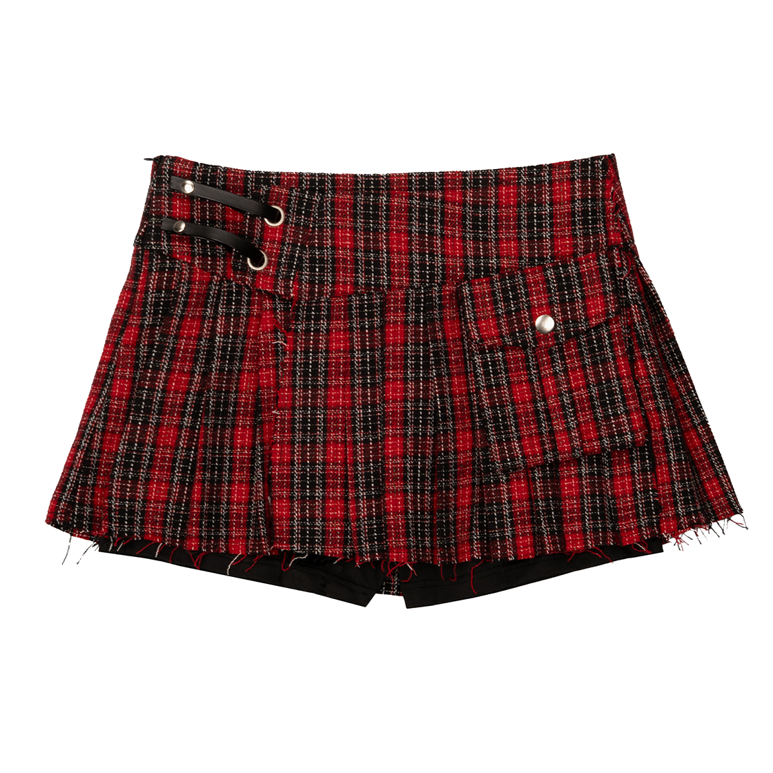 러프넥 타탄 체크 트위드 스커트 레드(Roughneck Tartan Check Tweed Skirt Red)