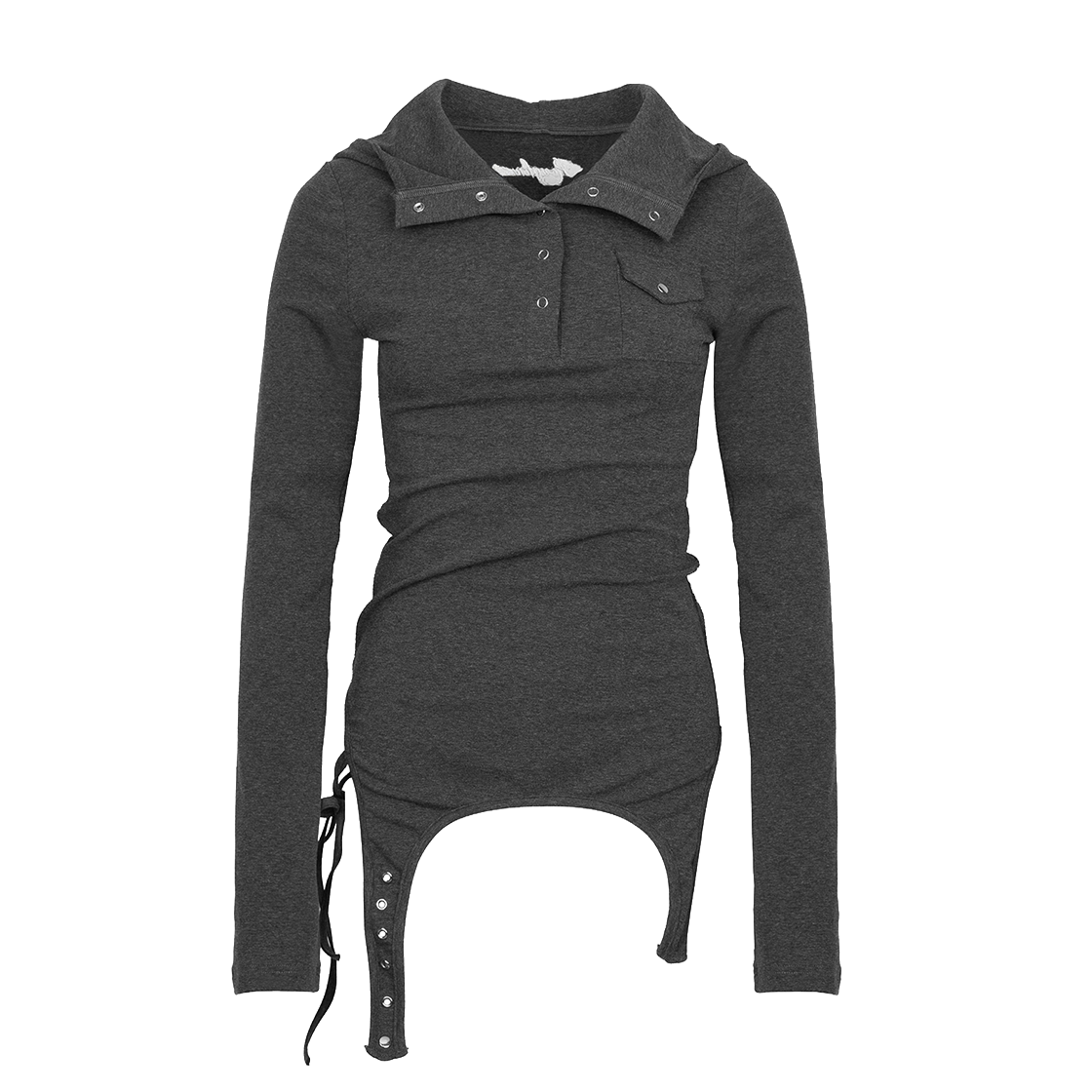 러프넥 가터 후디드 헨리 탑 그레이(Roughneck Garter Hooded Henley Top Gray)