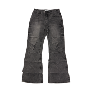 ETCE Stacking Flare Denim Pants Gray