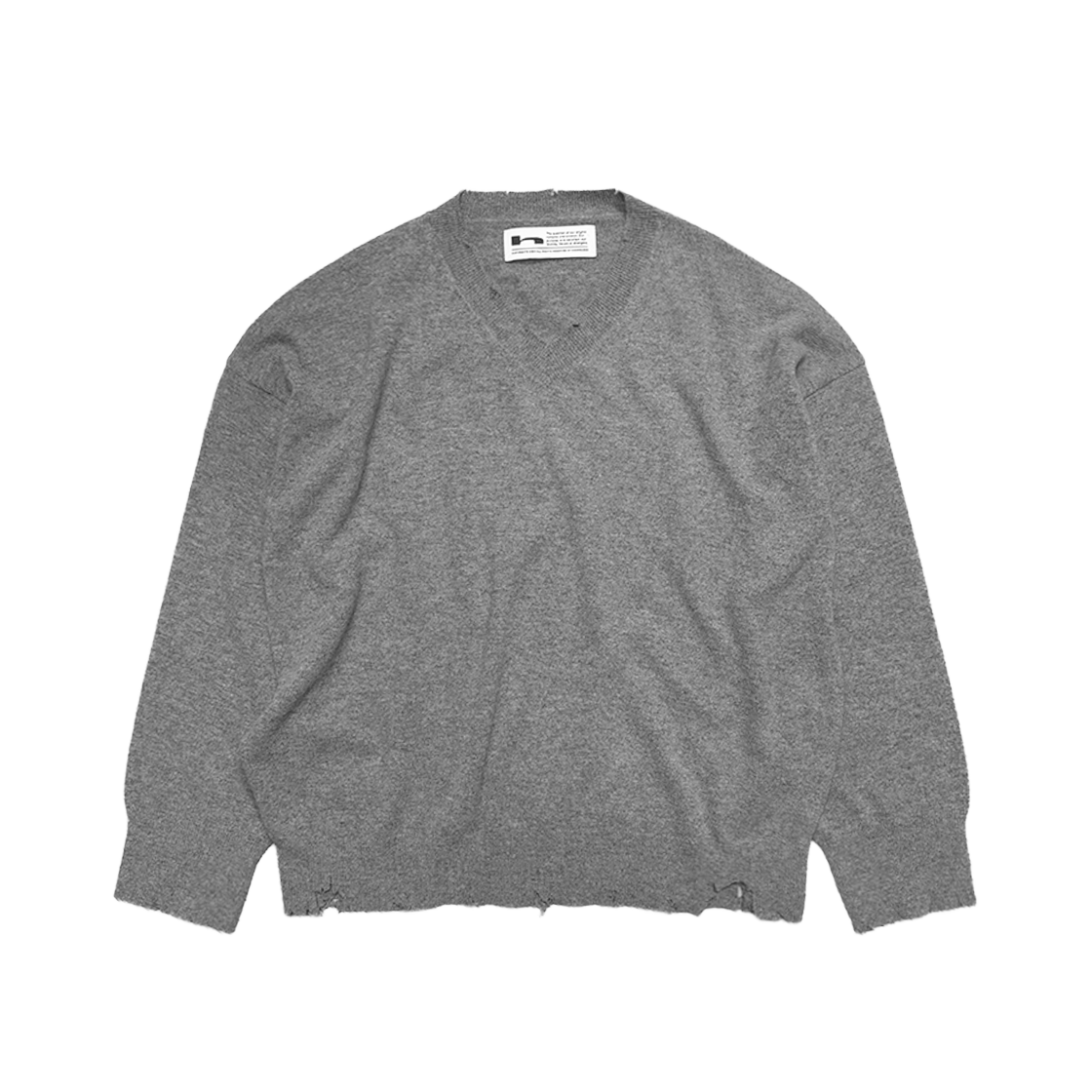 홈리스 디스트레스 브이넥 니트 그레이(Hommless Distressed V-Neck Knit Grey)