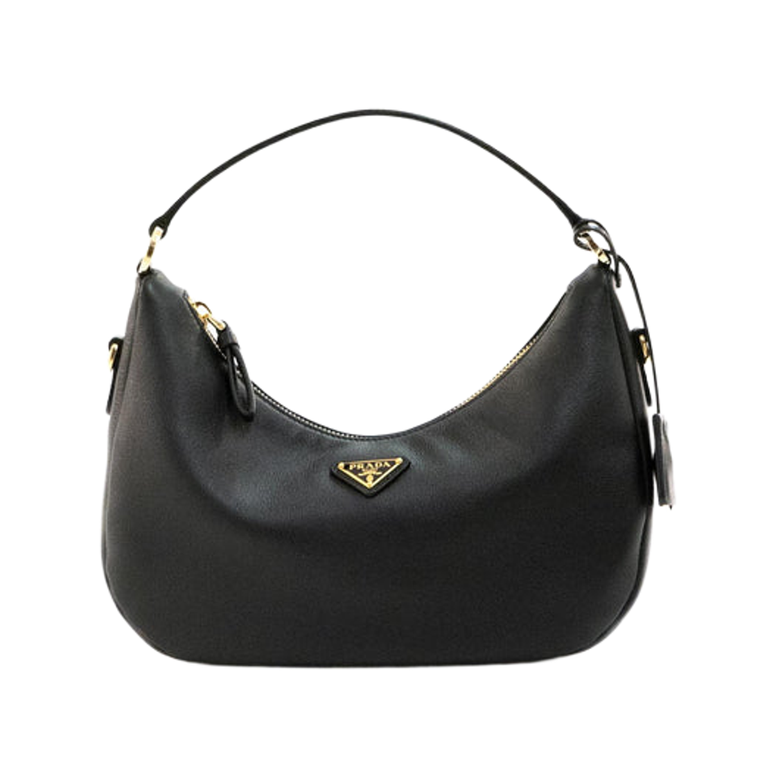 프라다 트라이앵글 로고 레더 호보백 블랙(Prada Triangle Logo Leather Hobo Bag Black)