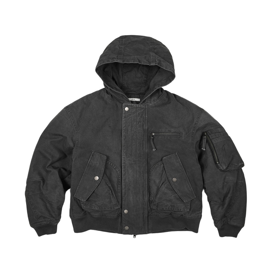 이티씨이 워시드 후드 플랩 봄버 차콜(ETCE Washed Hood Flap Bomber Charcoal)