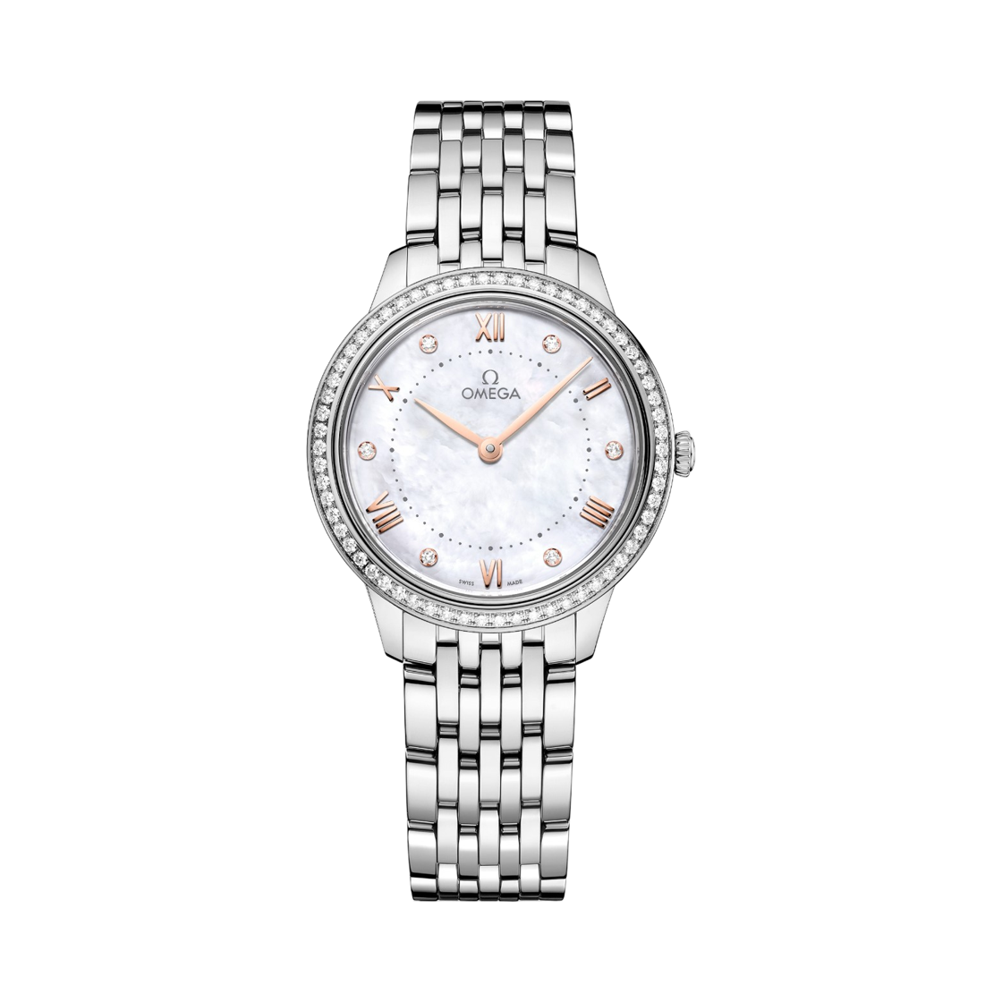 (W) 오메가 드 빌 프레스티지 쿼츠 30mm 스틸 화이트 다이아몬드((W) Omega De Ville Prestige Quartz 30mm Steel White Diamond) - 1