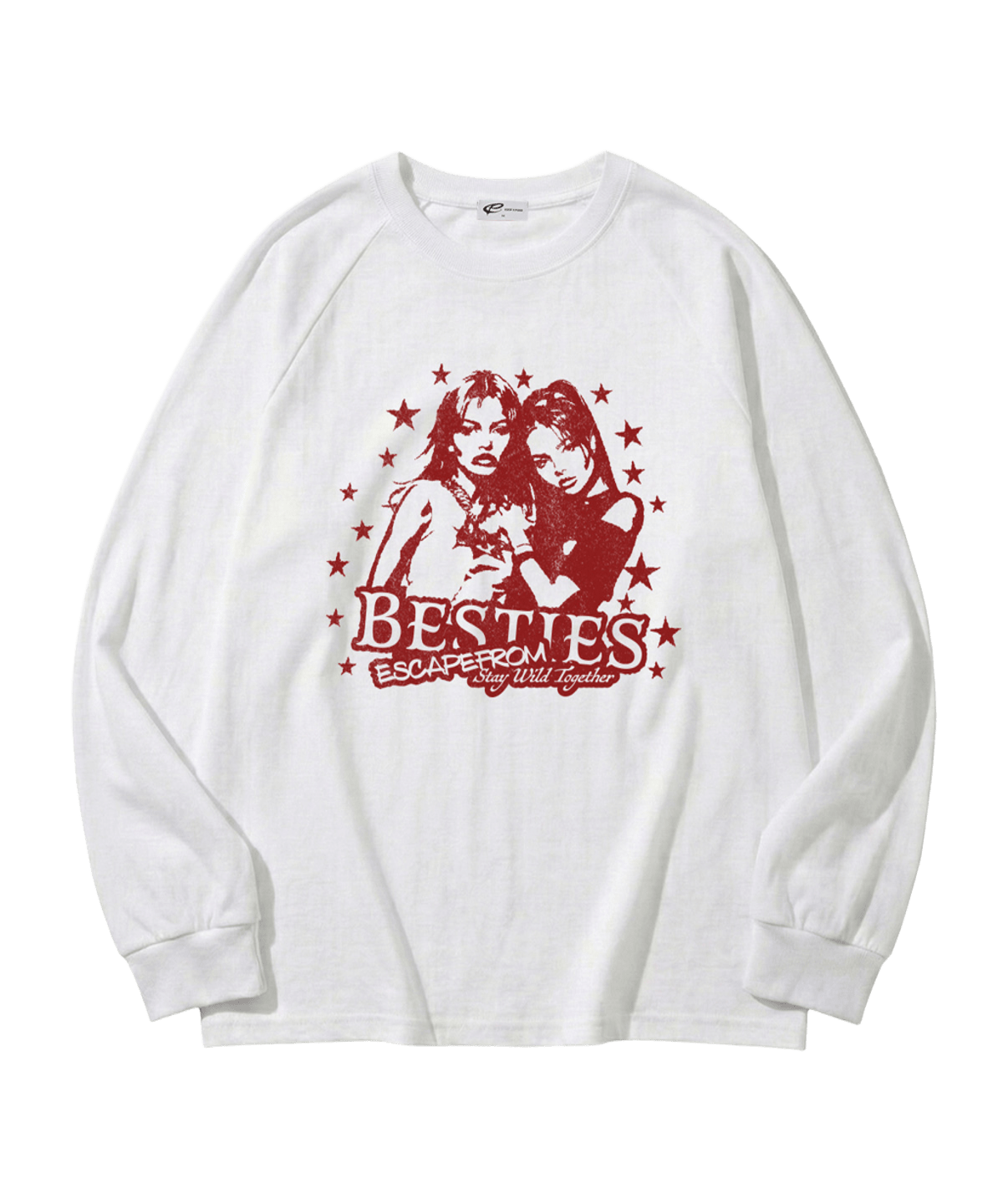 E261LS031WH Escapefrom Bestie ESCF Print Long Sleeve