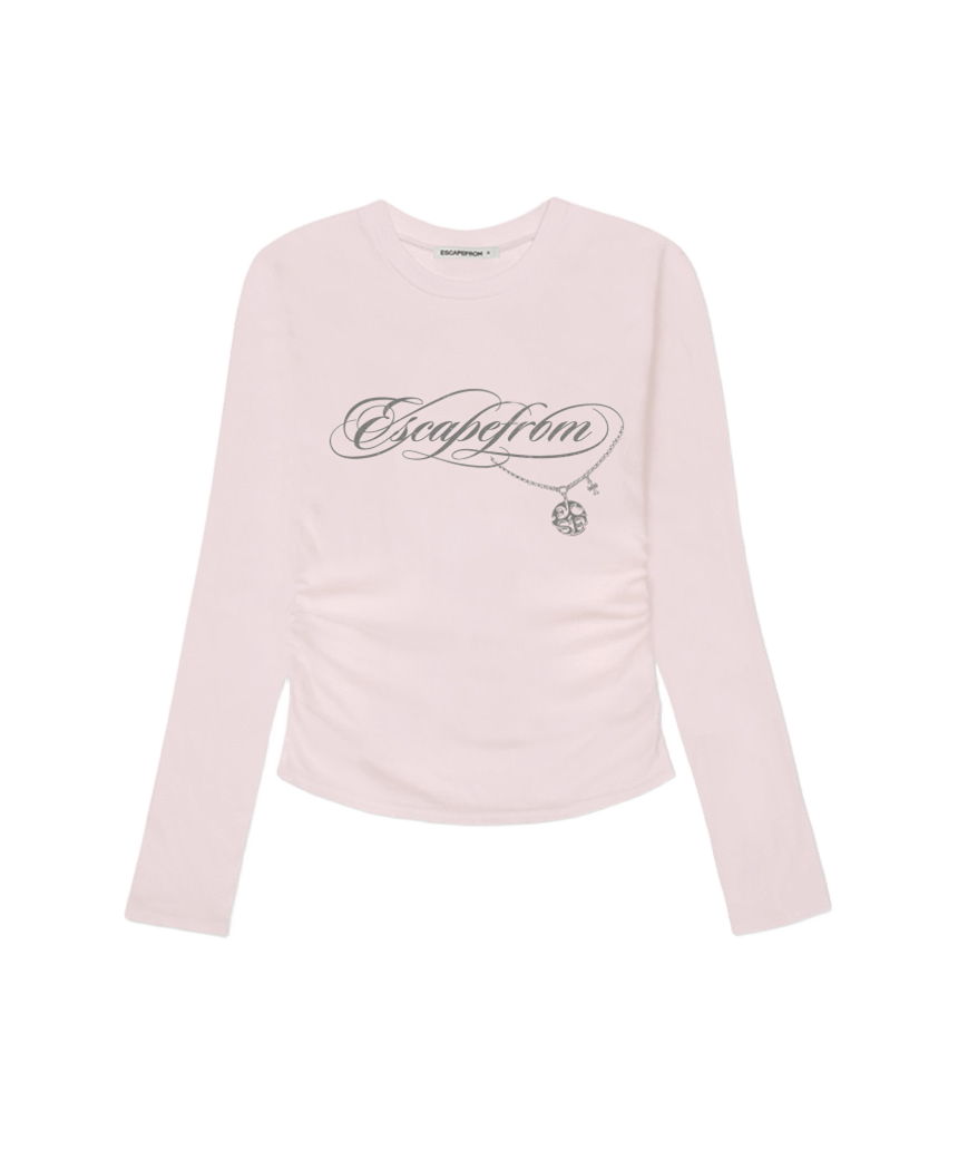 E261SSL003PN Escapefrom ESCF Chain Print Slim-Fit Shirring Long Sleeve
