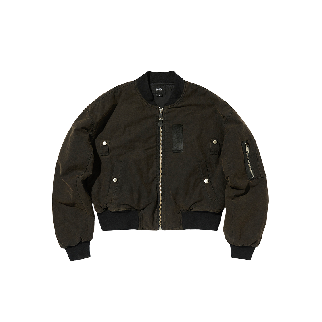 SDFSJA204BK Suade Cropped Bomber Jacket Black