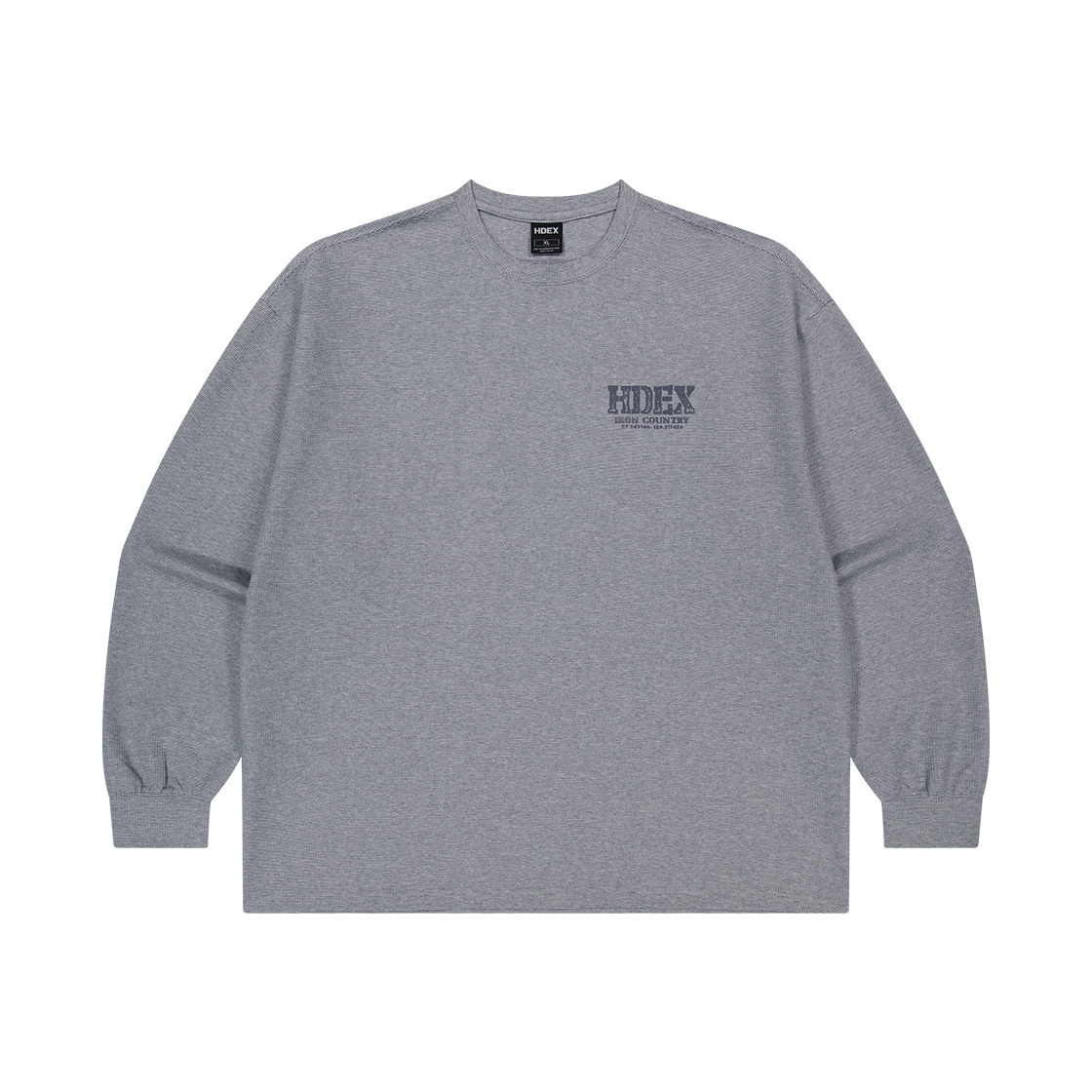H3AM1MLTL03MGY HDEX Core Waffle Giant Fit Long Sleeve Melange Gray