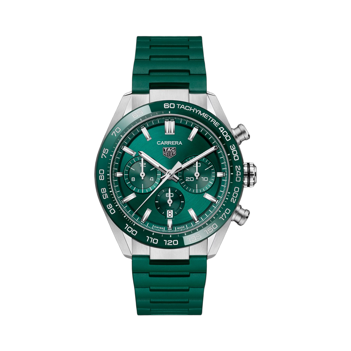 태그 호이어 까레라 크로노그래프 오토매틱 44mm 스틸 러버 그린(TAG Heuer Carrera Chronograph Automatic 44mm Steel Rubber Green) - 1