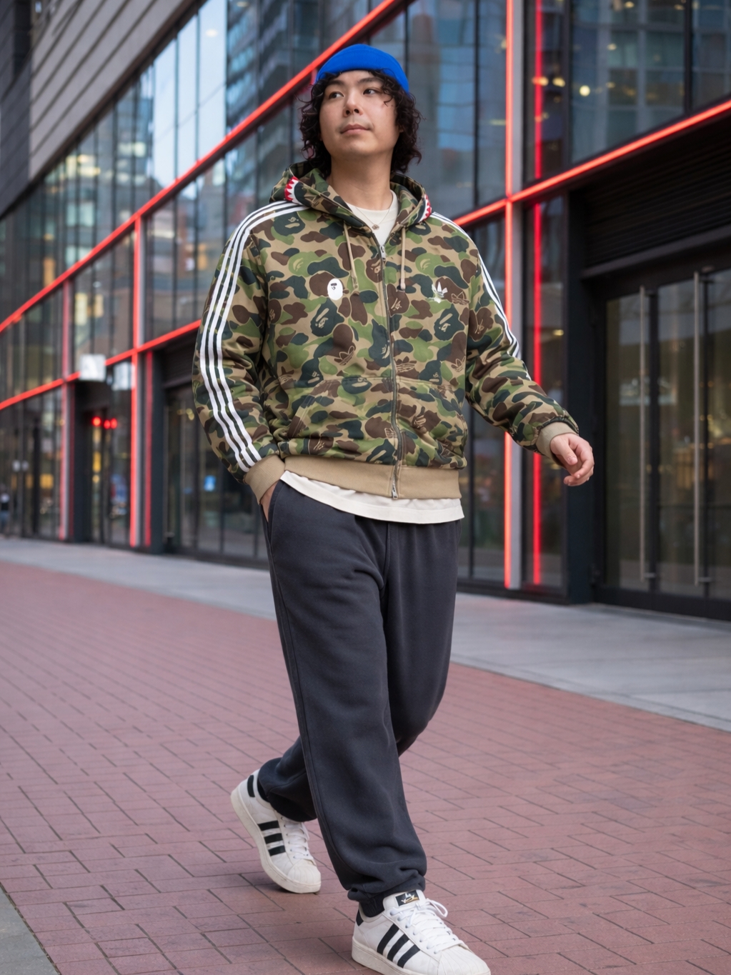 Adidas x BAPE Shark Track Hoodie Jacket Crew Green - KR Sizing, Adidas Superstar 82 White Black 착용 스타일