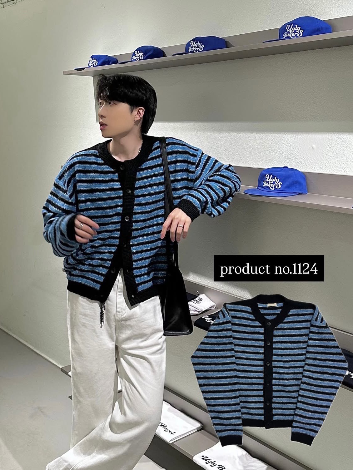 Telfar Medium Shopping Bag Black, (W) Adidas Tokyo Blue Bird Cloud White 착용 스타일 - 6