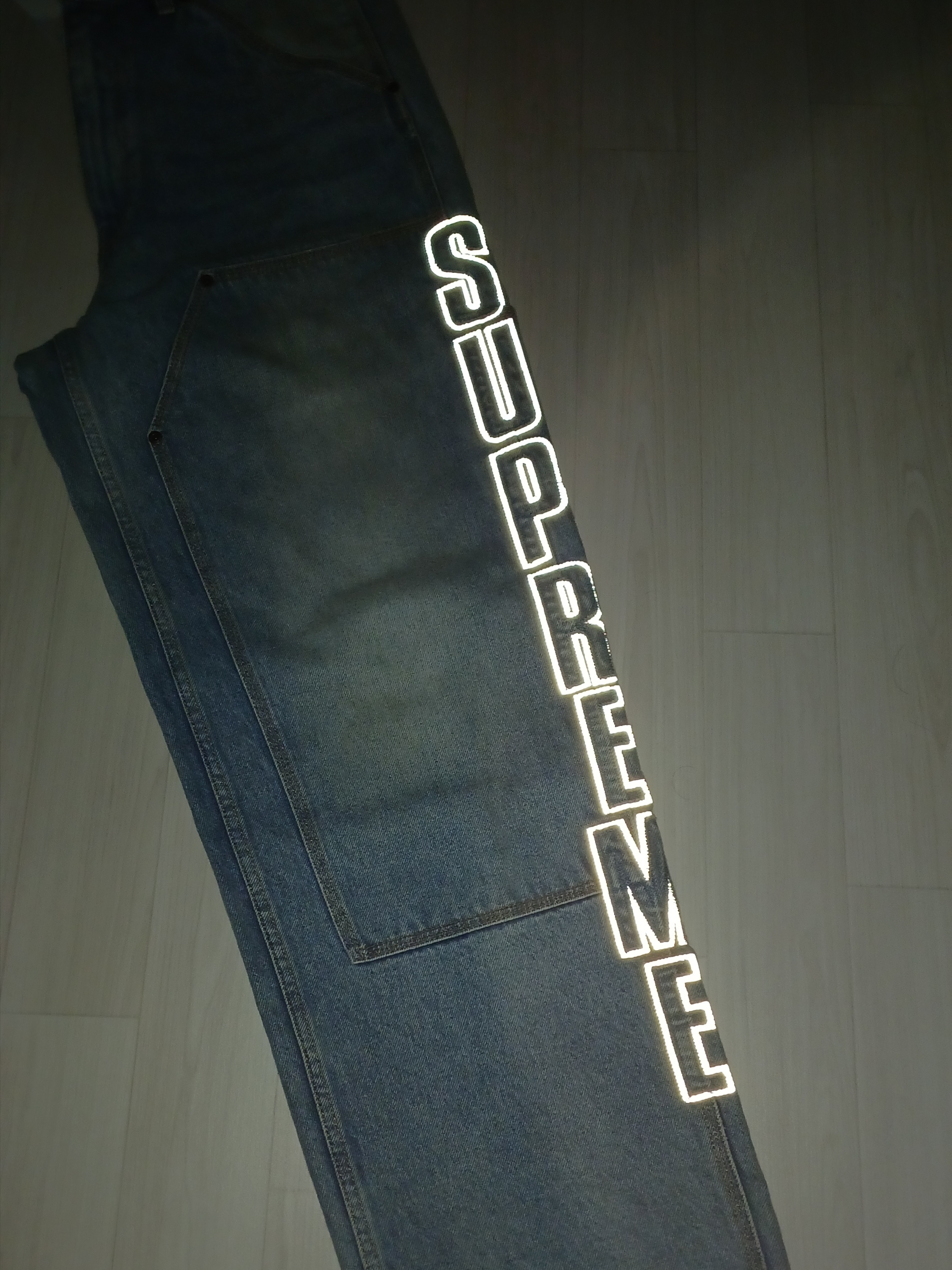 Supreme Reflective Double Knee Pants Denim - 25FW 착용 스타일