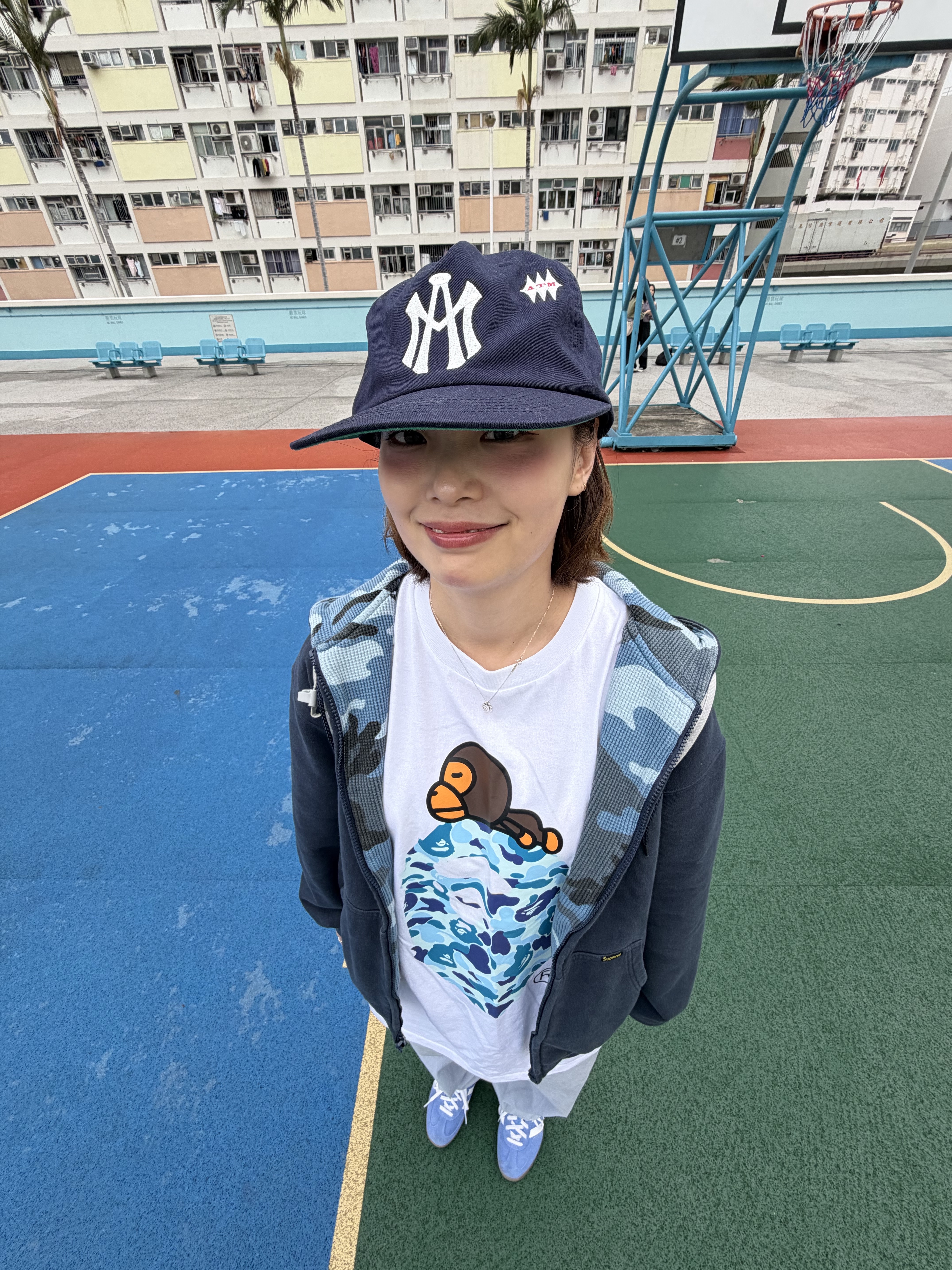 Aftermath Atm Logo Ball Cap Navy, (W) Adidas Gazelle Indoor Blue Fusion Cloud White 착용 스타일 - 1