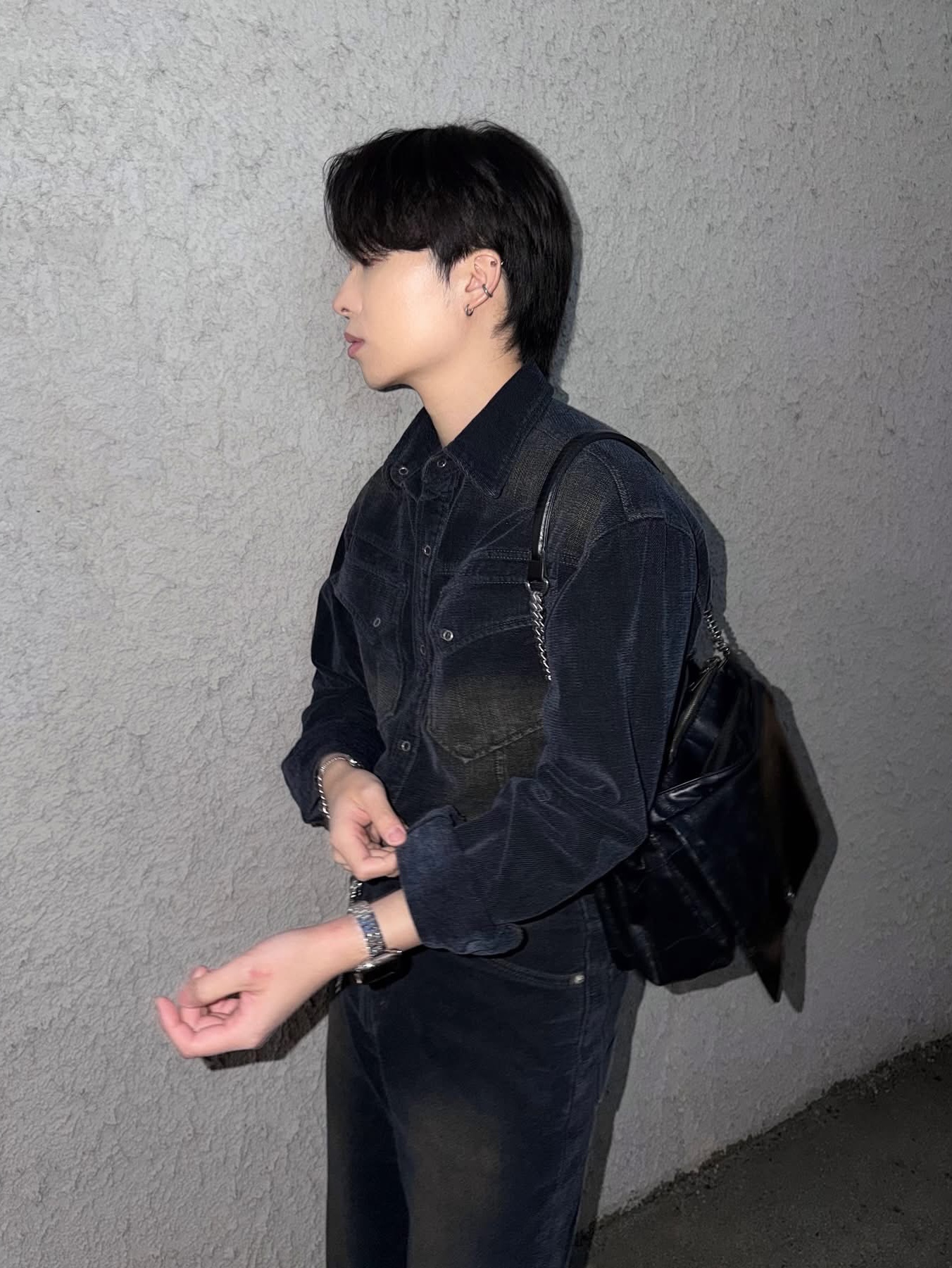 Diesel Dx1550040 Stainless Steel Chain Bracelet Silver, Zara Rock Style Flap Shoulder Bag Black 착용 스타일 - 5