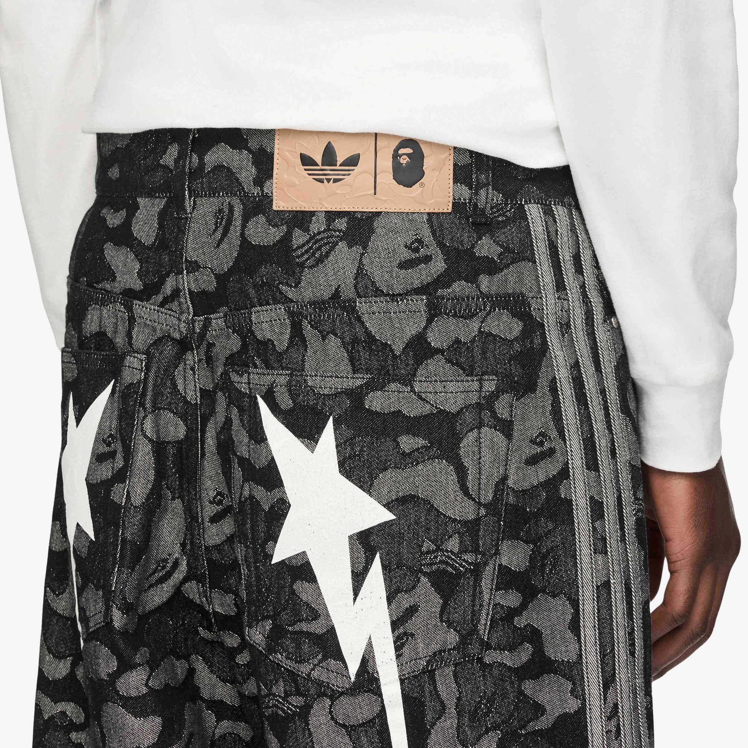 Adidas x BAPE Shark Denim Shorts Black - KR Sizing 착용 스타일