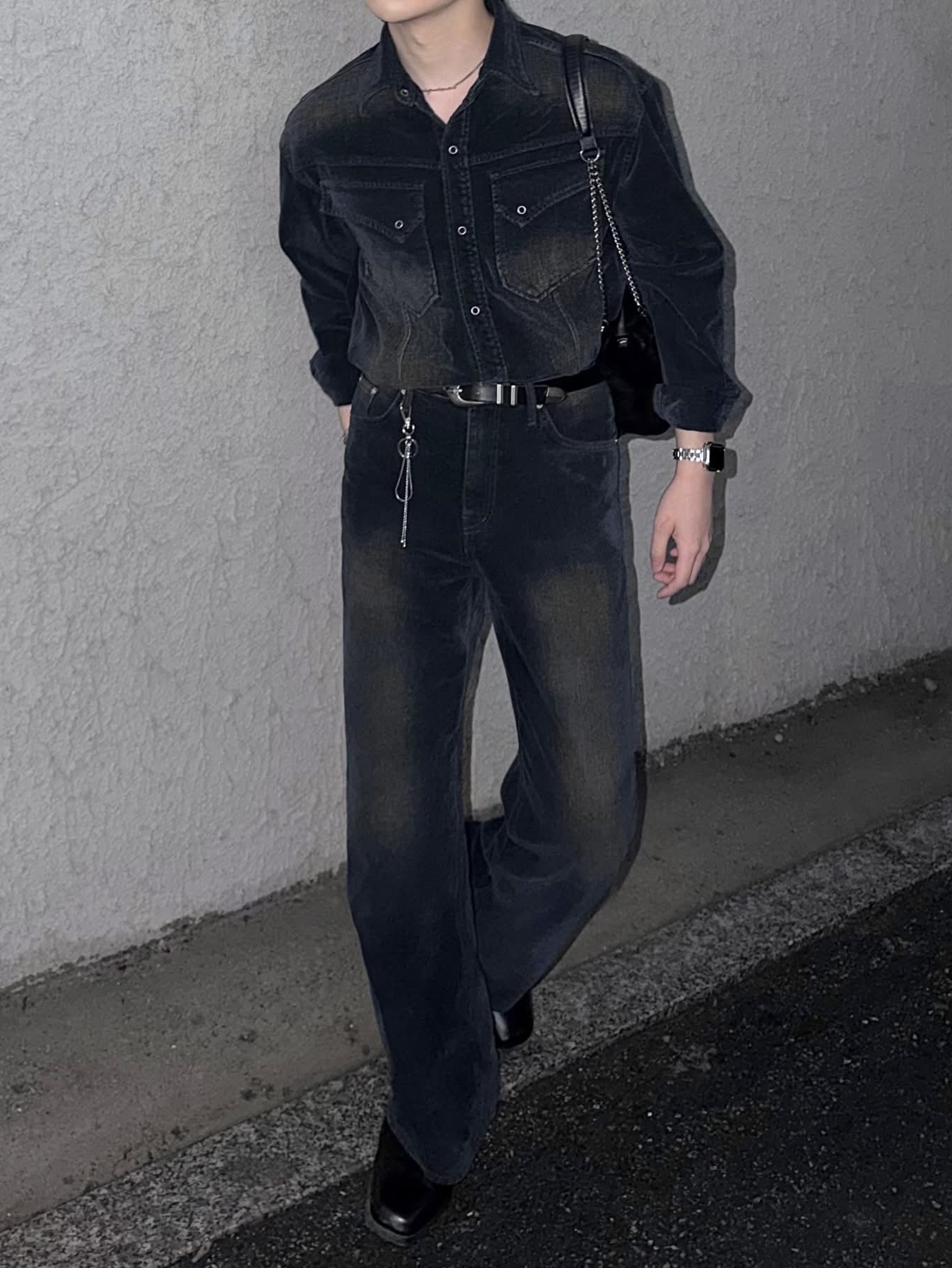 Diesel Dx1550040 Stainless Steel Chain Bracelet Silver, Zara Rock Style Flap Shoulder Bag Black 착용 스타일 - 4
