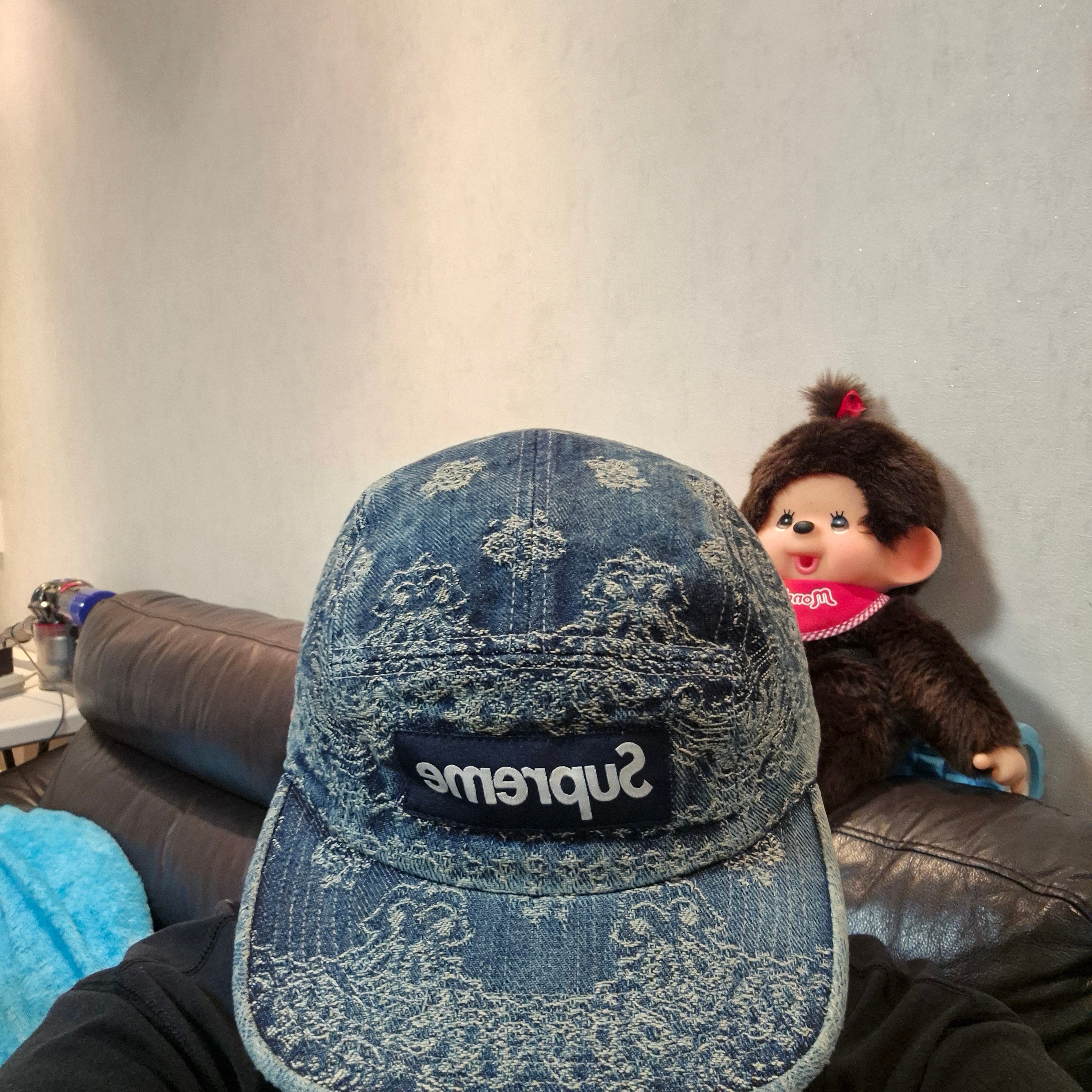 Supreme Bandana Jacquard Denim Camp Cap Blue - 25SS 착용 스타일 - 1