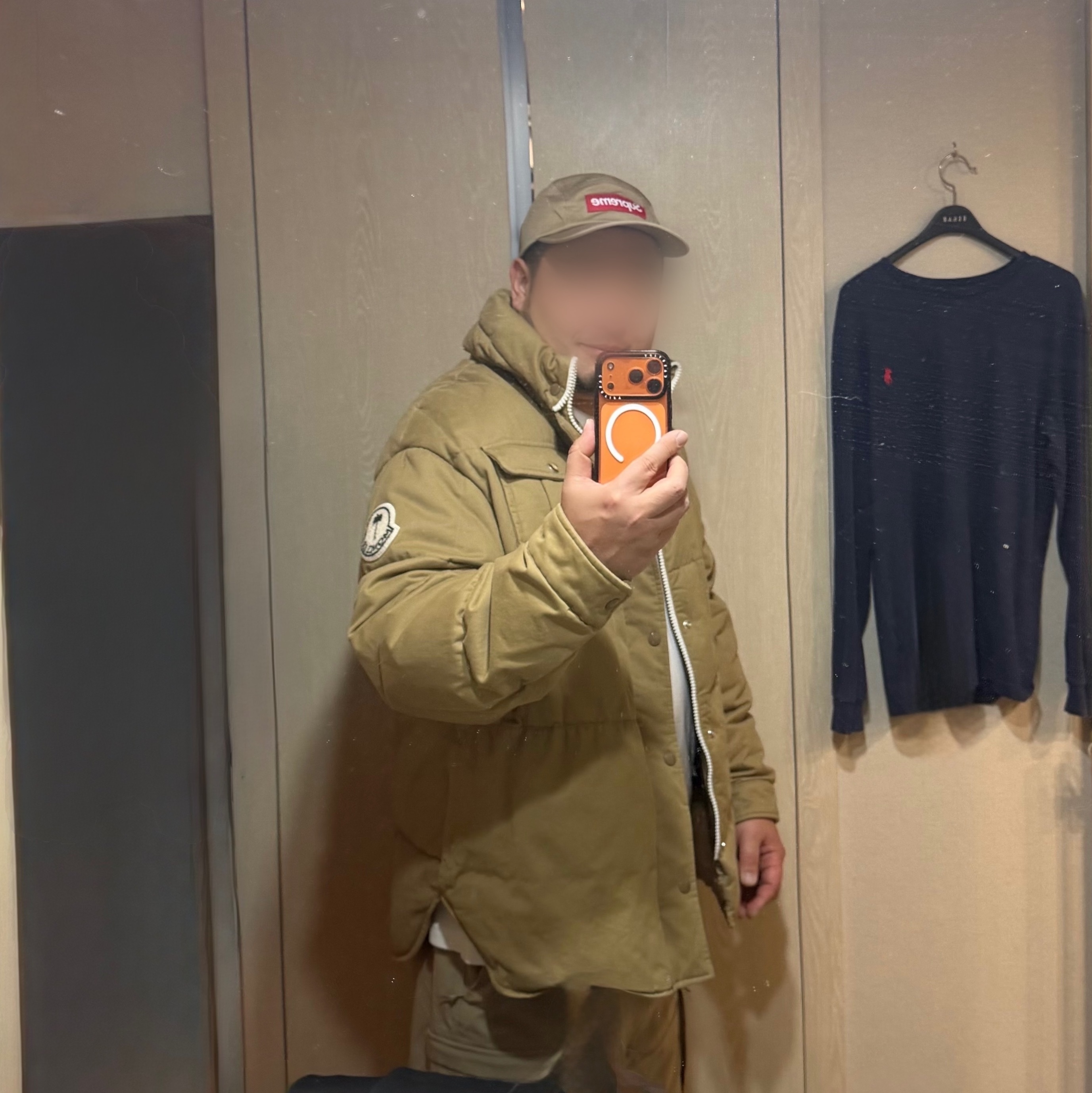 Moncler x Palm Angels Fieldrush Short Down Jacket Beige - 23FW 착용 스타일
