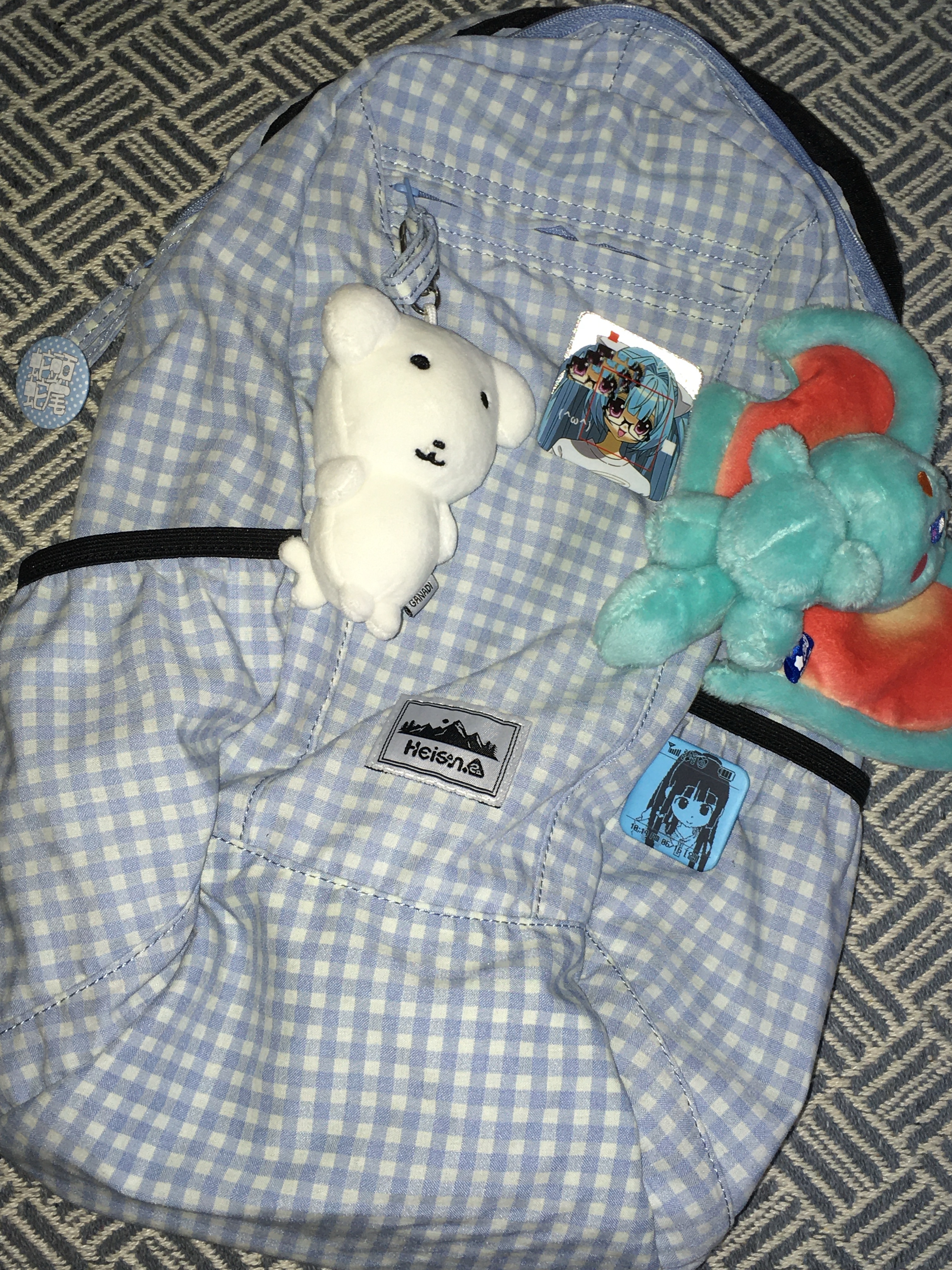 Heisan Compact Pocket Bag V1 Gingham Check - Sky 착용 스타일