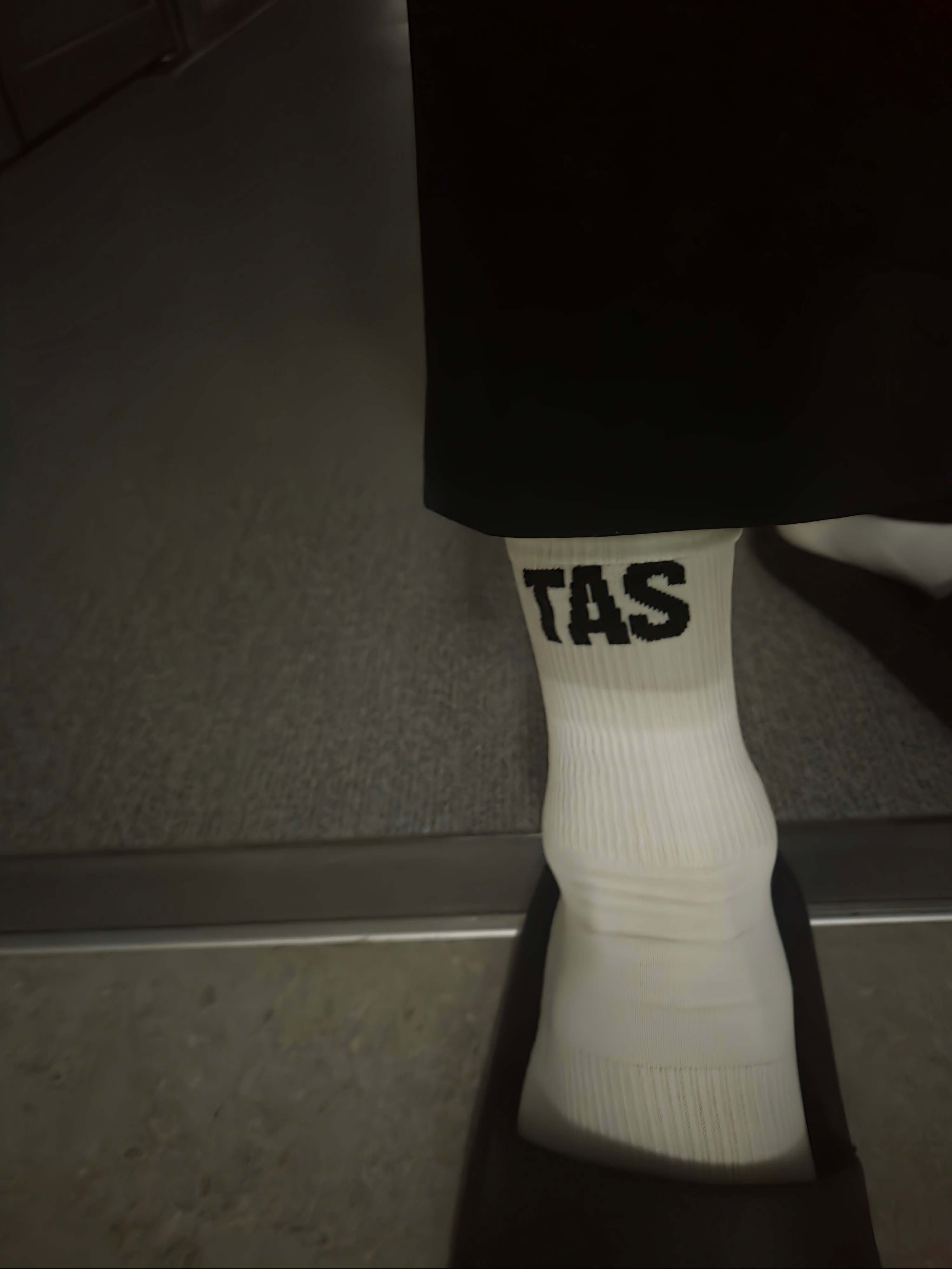 THE ATHER SANCTUARY Sanctum Logo Nylon Socks White 착용 스타일