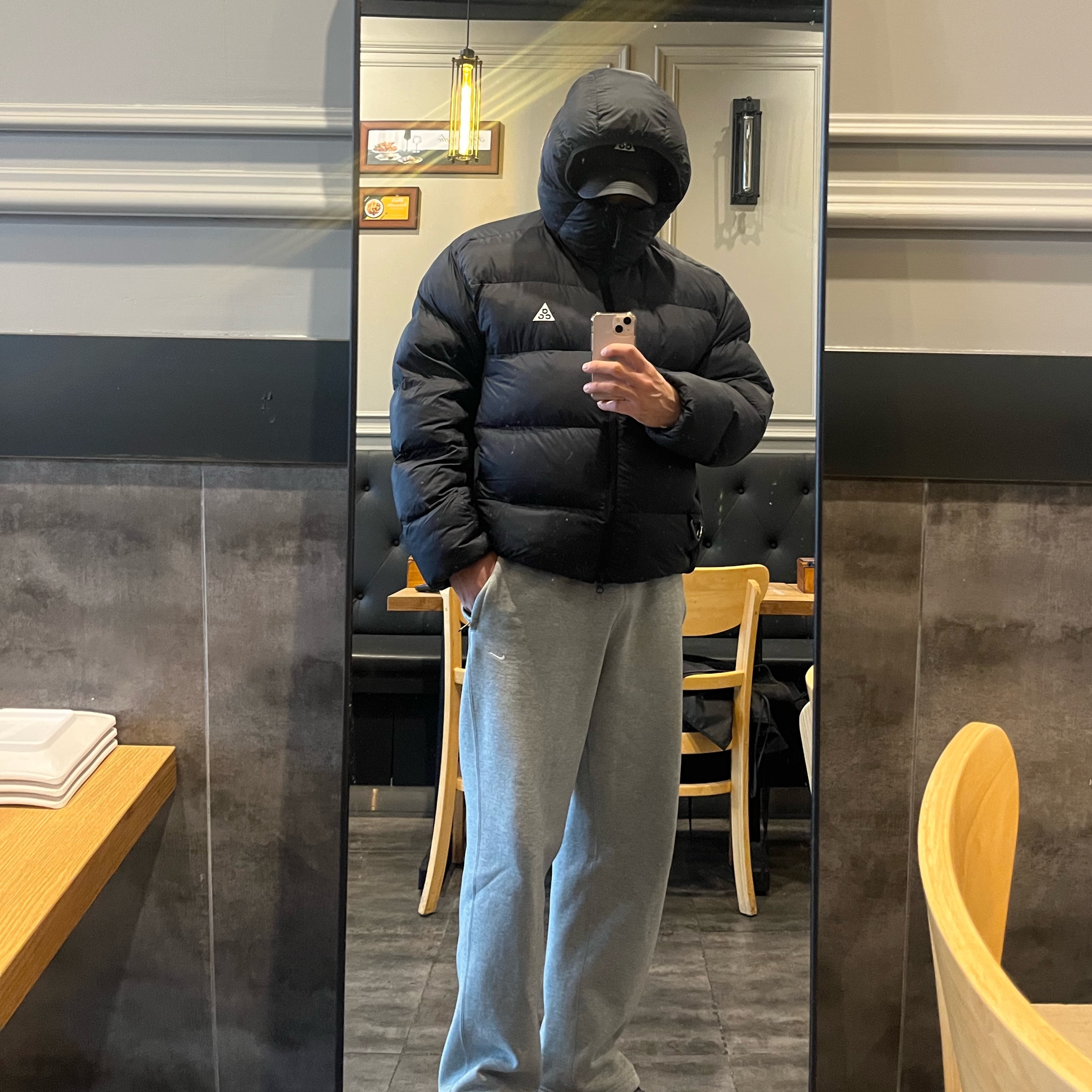 Nike ACG Therma-Fit ADV Lunar Lake Loose Hooded Jacket Black Summit White - Asia 착용 스타일