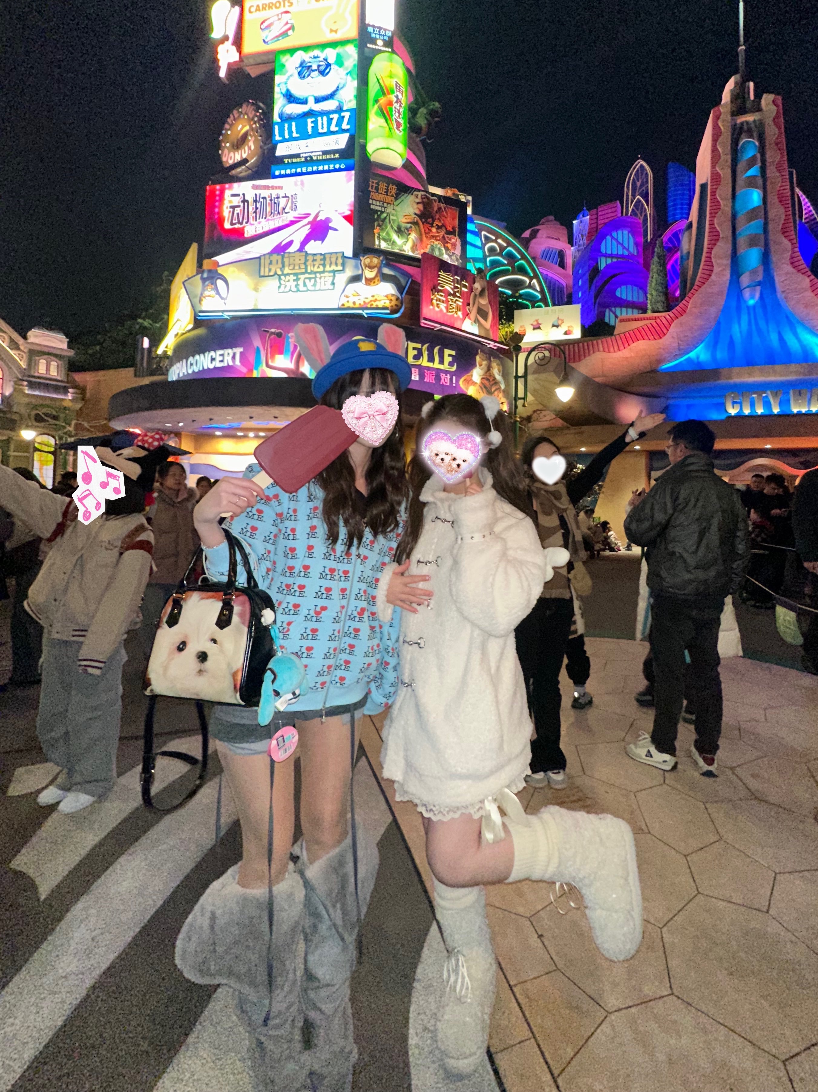 (W) Ashley Williams I Heart Me Butterfly Hoodie Blue, OJOS Asym Shearling Wedge Boot Grey 착용 스타일 - 3
